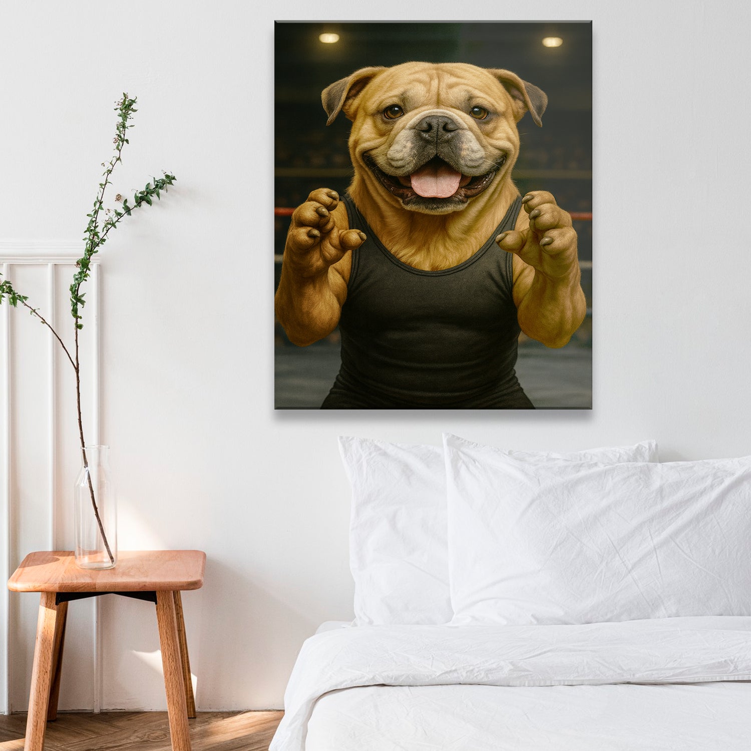 Custom Photo Wrestler Fighter Dog Canvas Gift For Dog Lovers