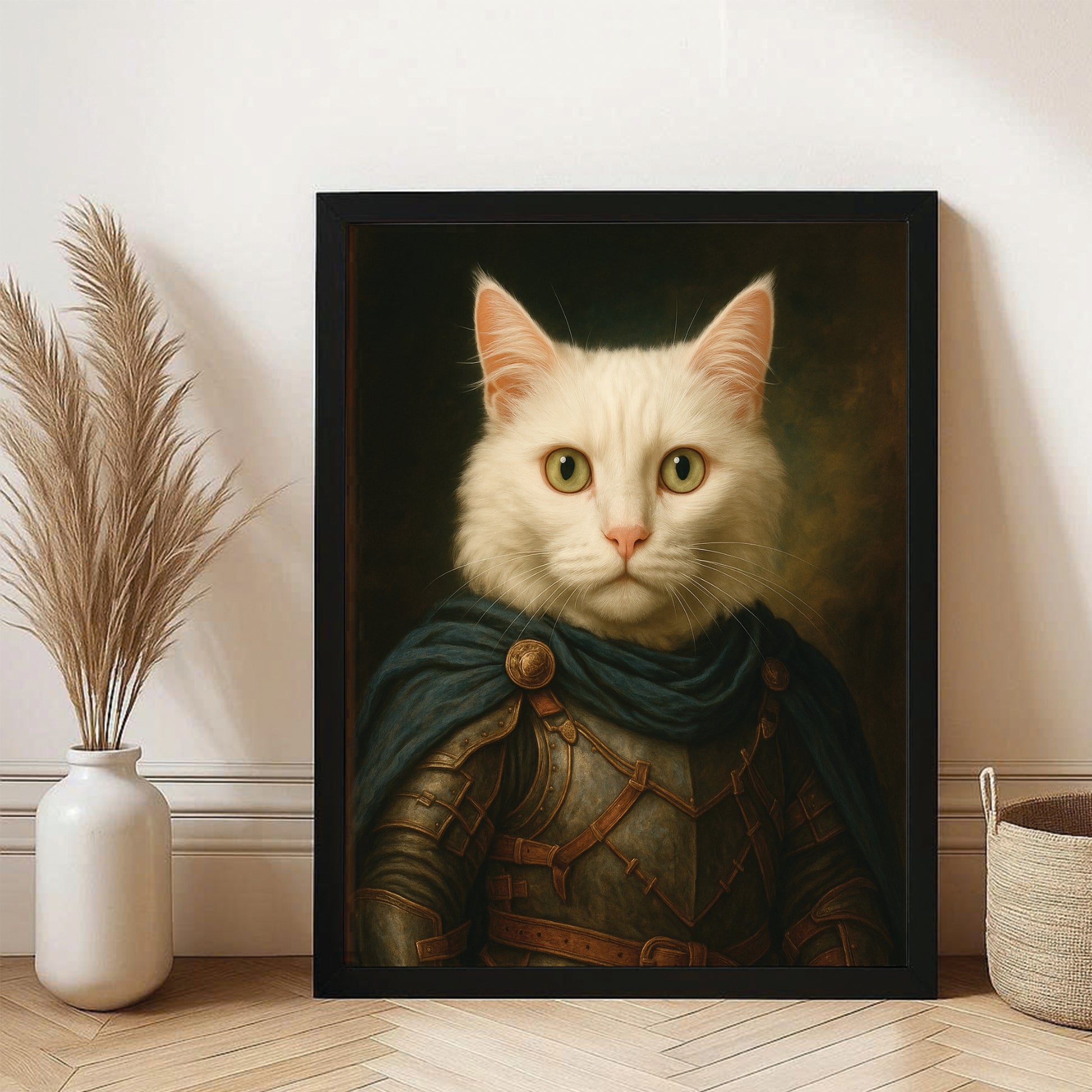 Custom Cat Photo Viking Canvas Framed Wall Art _ Gift For Cat Lovers