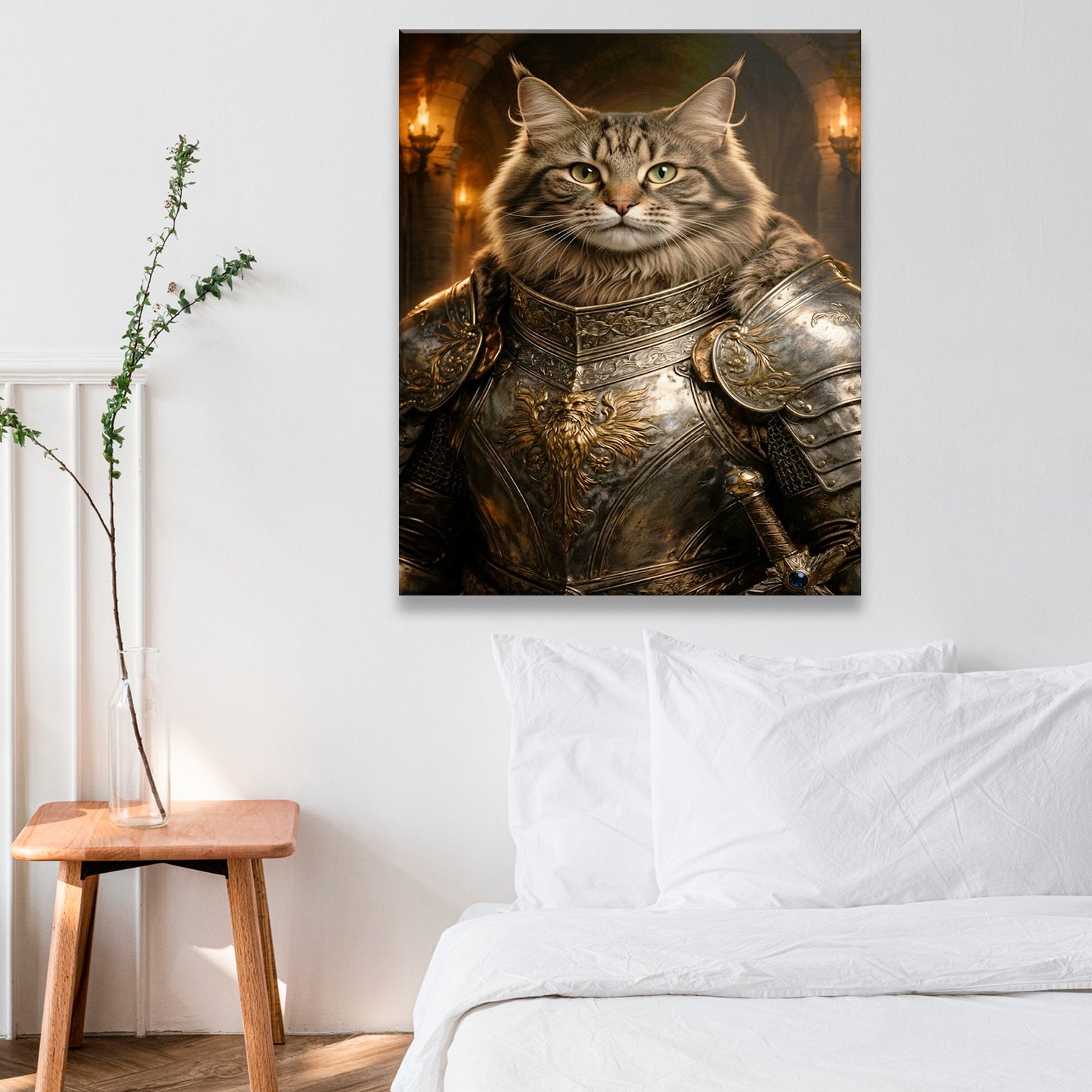 Custom Photo Knight Royal Cat Canvas Gift For Cat Lovers