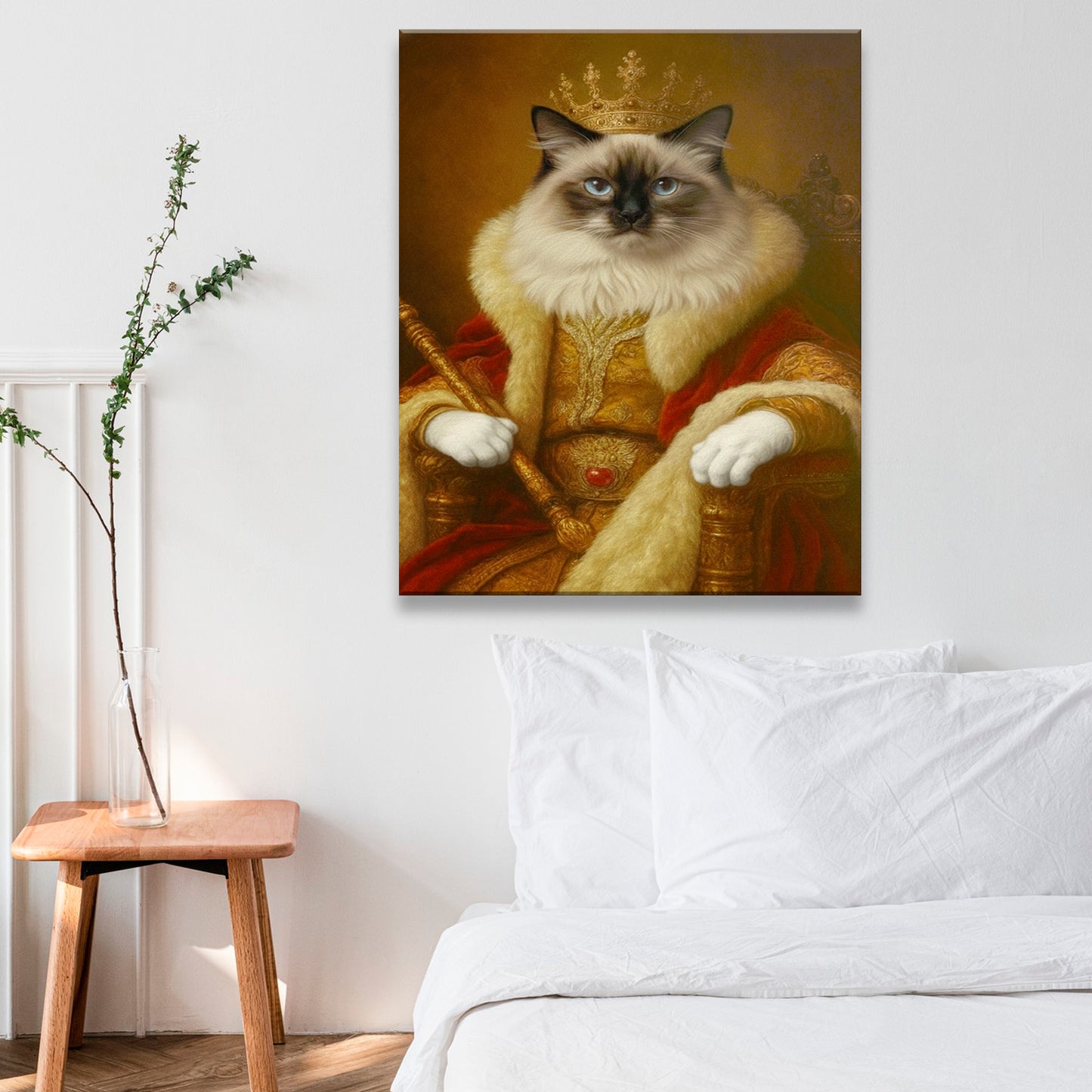Custom Photo King Royal With Crown Cat Canvas Gift For Cat Lovers