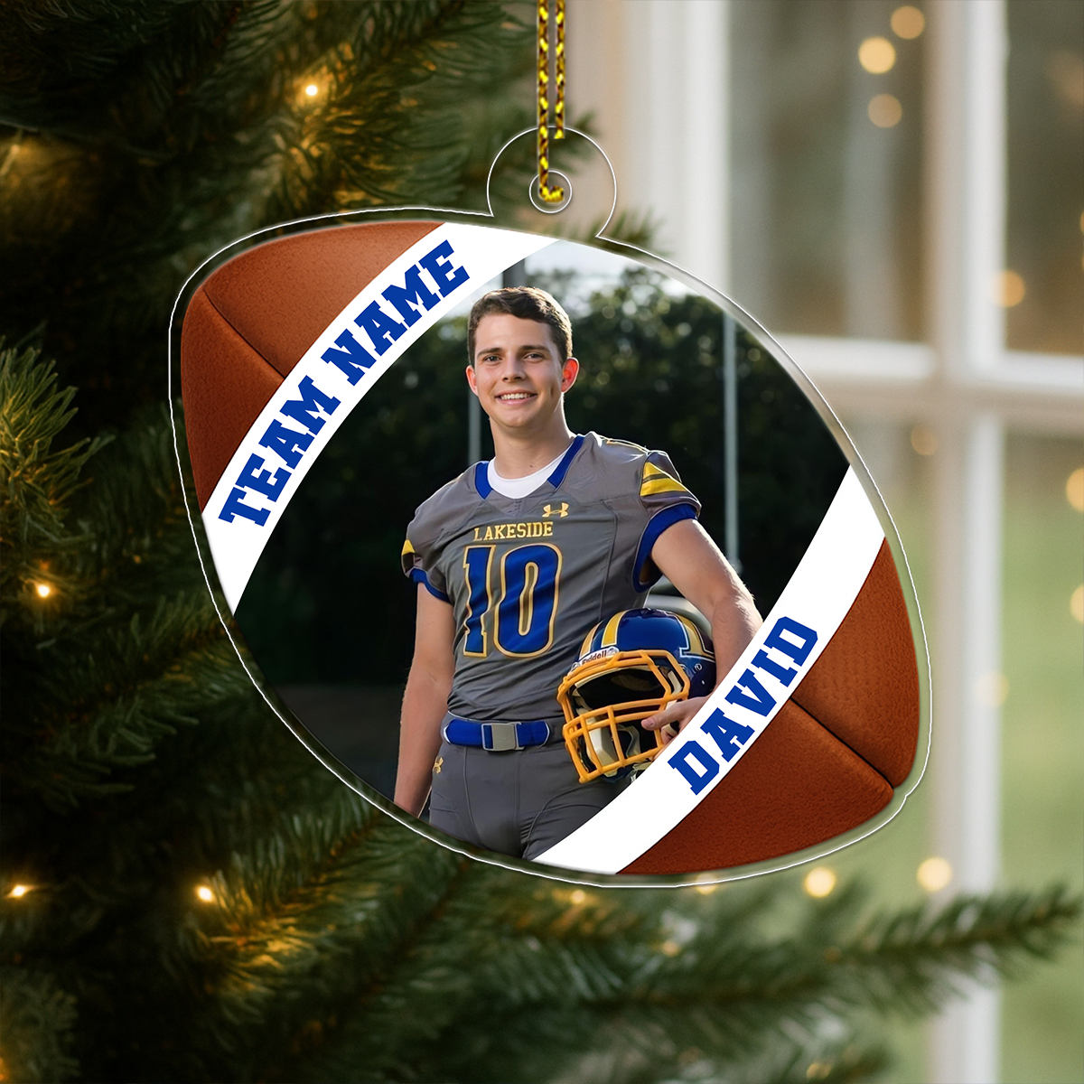 Custom Photo Football Player Xmas Acrylic Ornament Christmas Gift