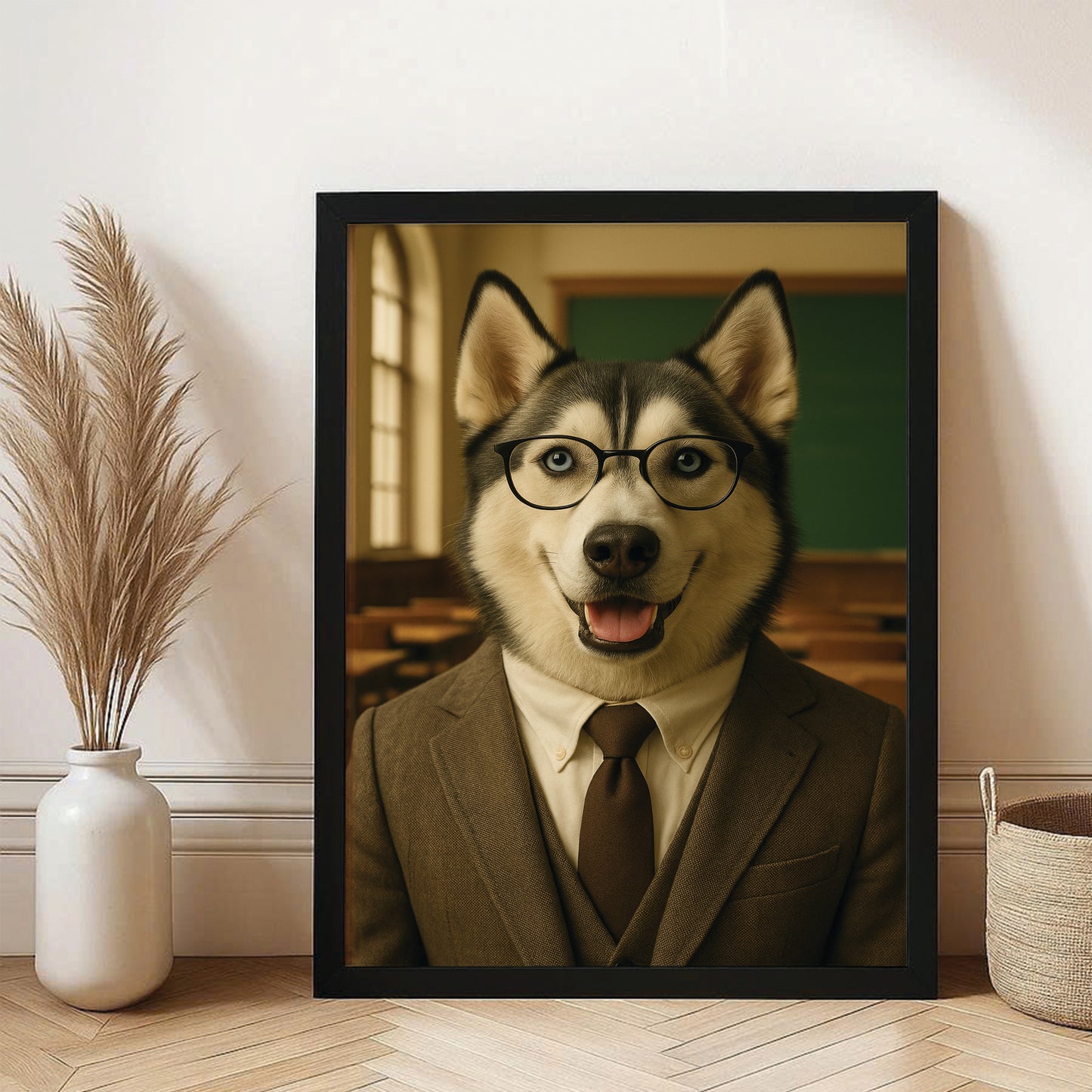 Custom Photo Teacher Dog Canvas Framed Wall Art Gift For Dog Lovers