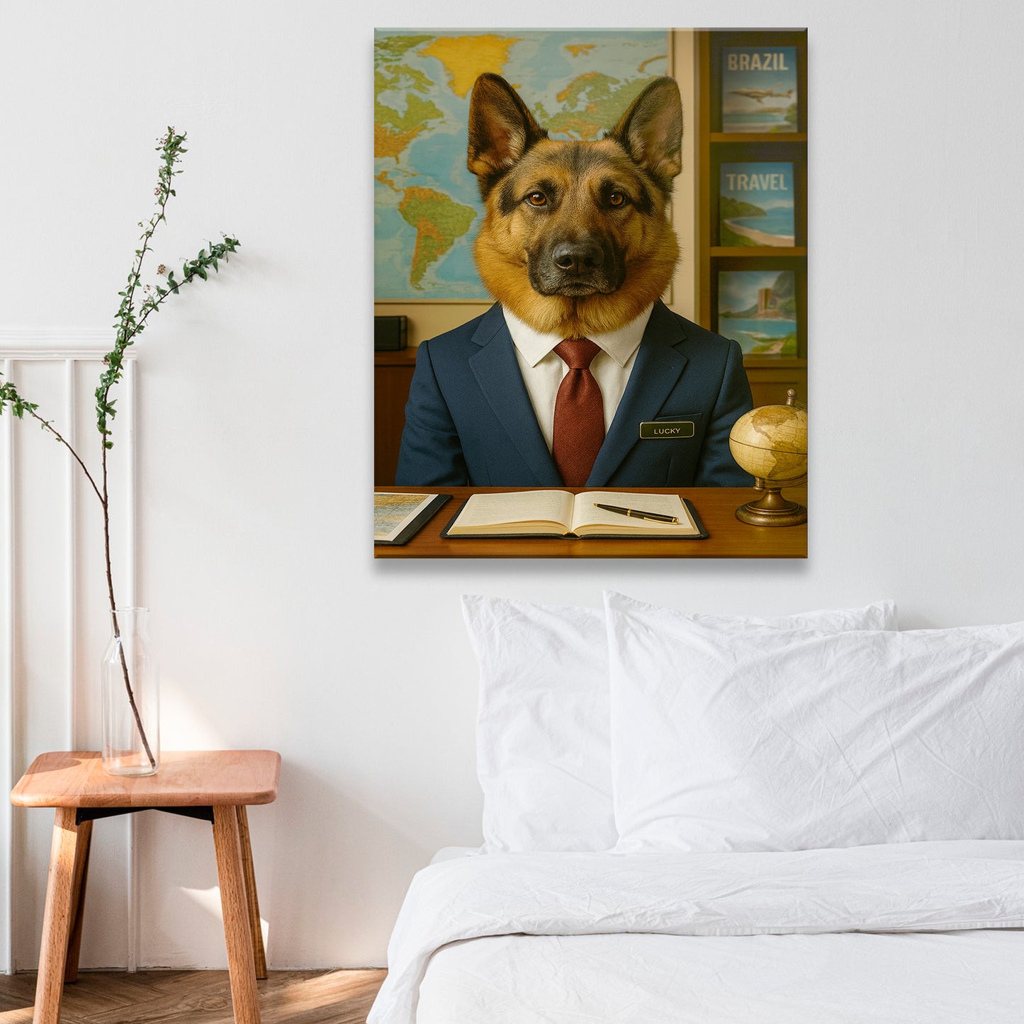 Custom Photo Travel Agent Dog Canvas Gift For Dog Lovers