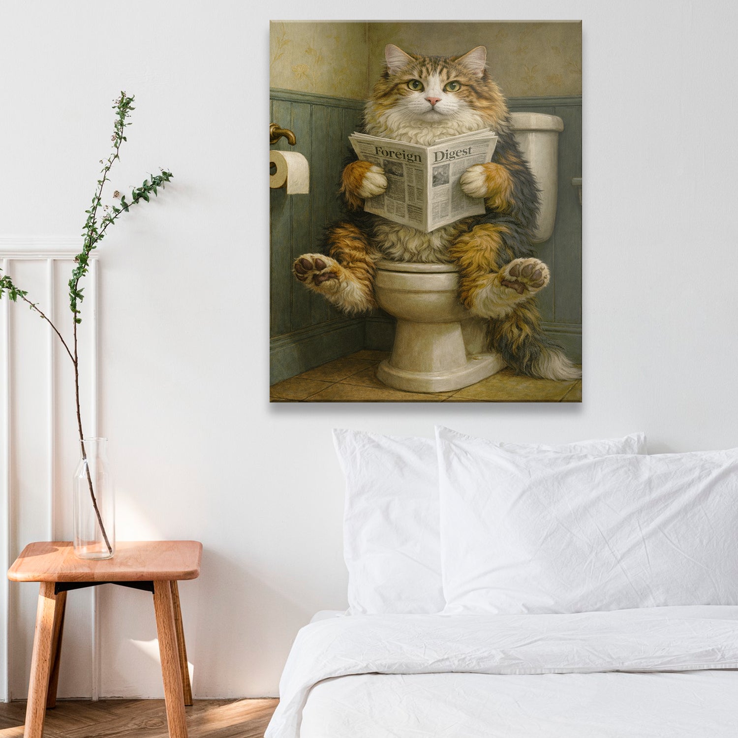 Custom Photo Cat In Bathroom Style 2 Canvas Gift For Cat Lovers