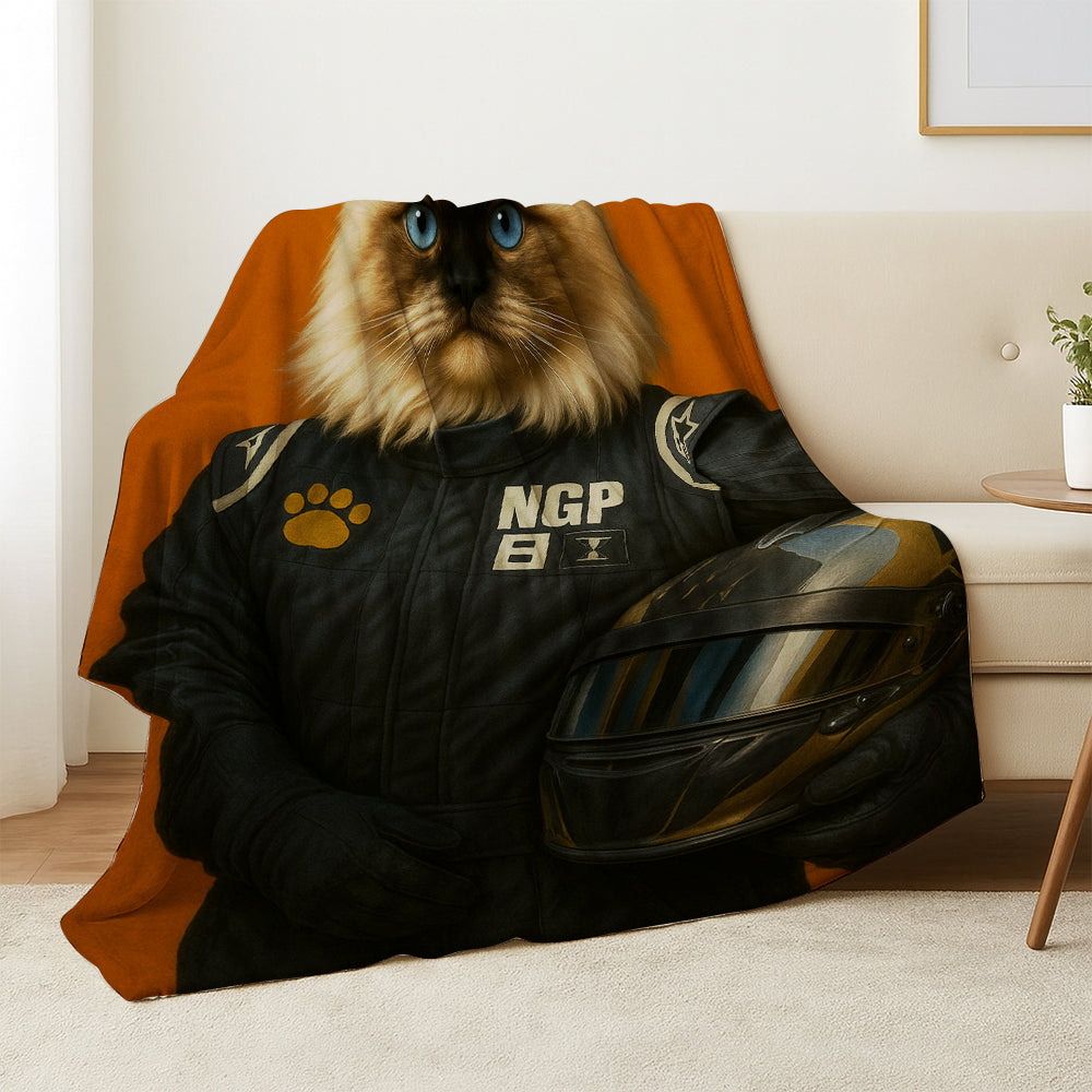 Custom Photo Cat Racer Blanket Gift For Cat Lovers