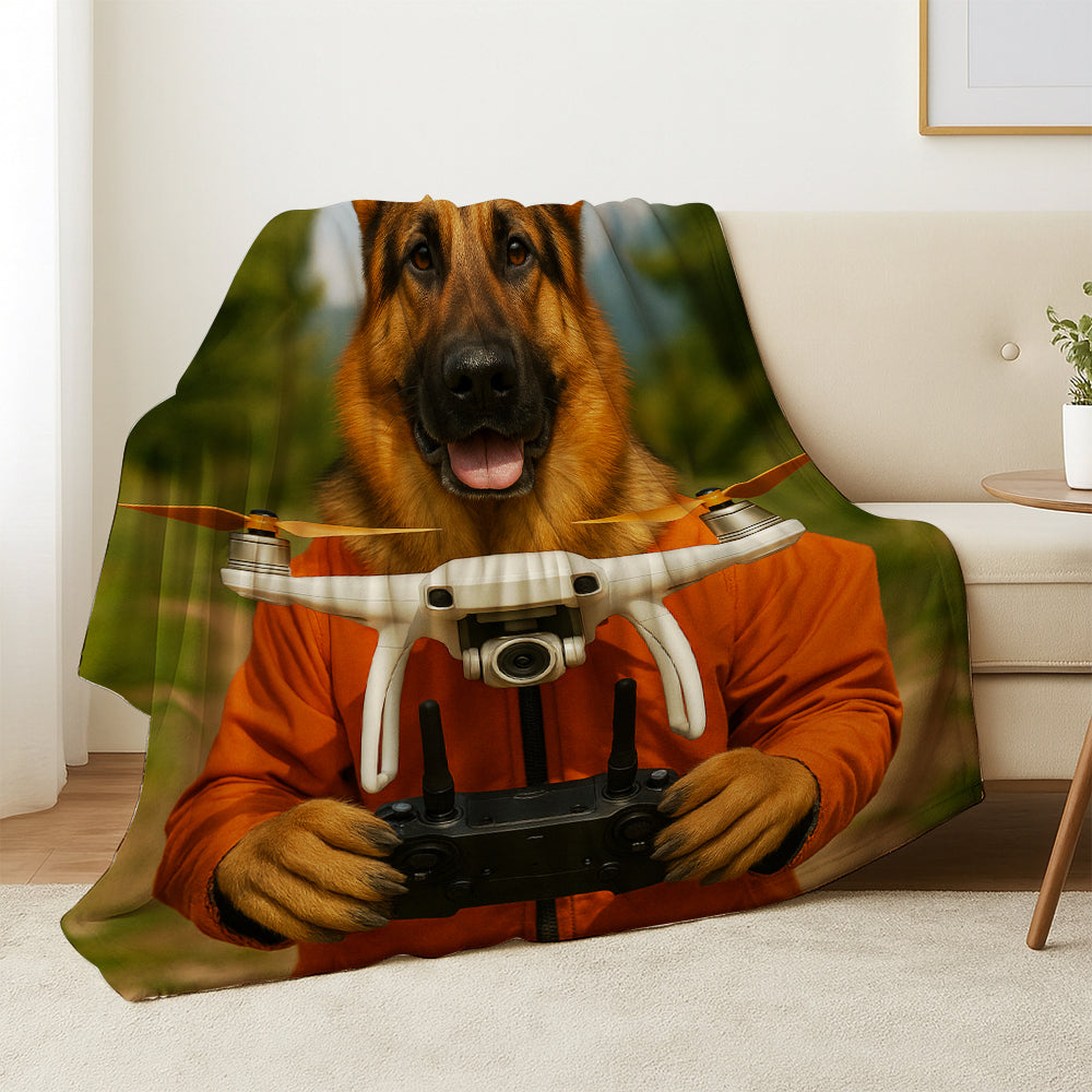 Custom Photo Drone Pilot Dog BlanketGift For Dog Lovers