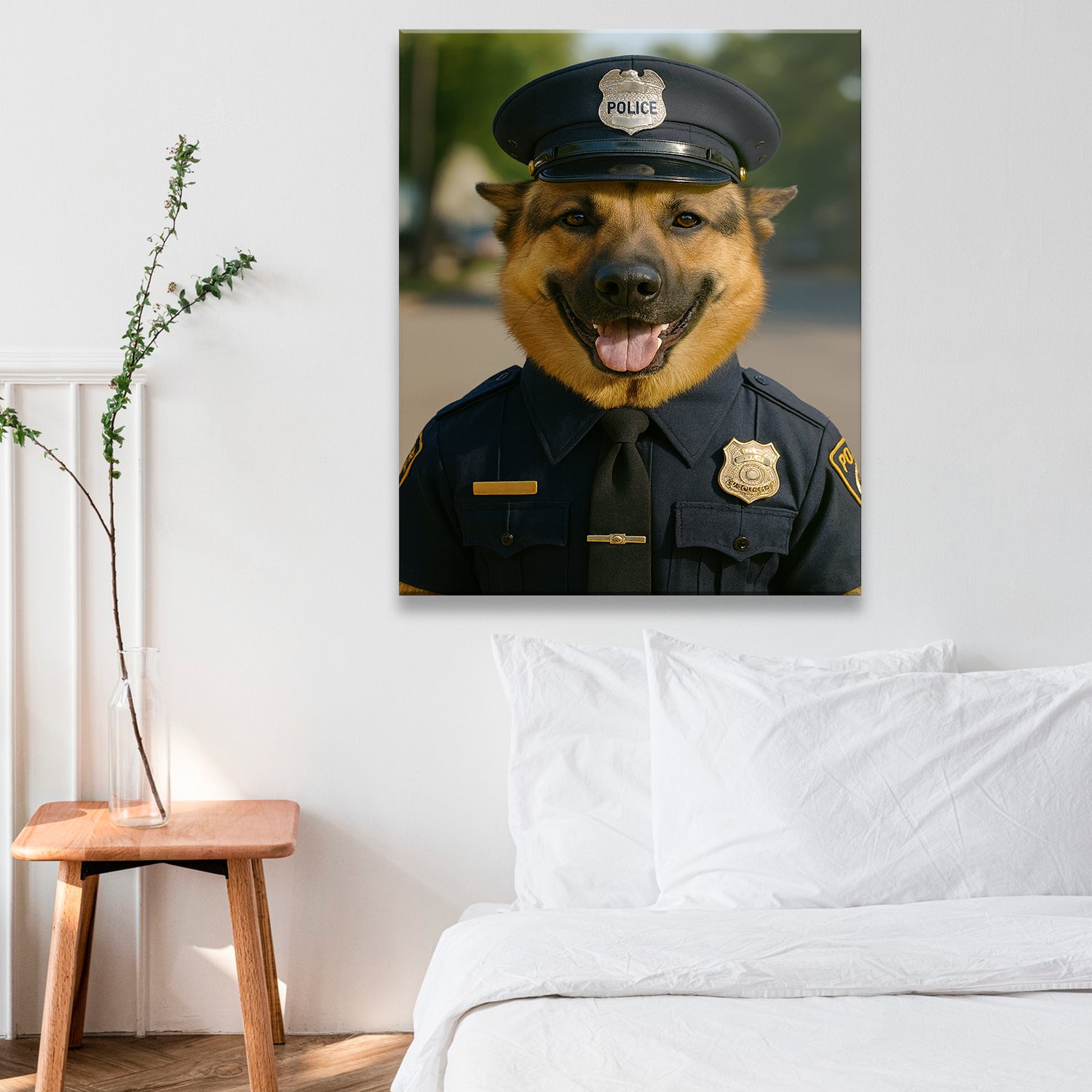 Custom Photo Police 2 Dog Canvas Gift For Dog Lovers