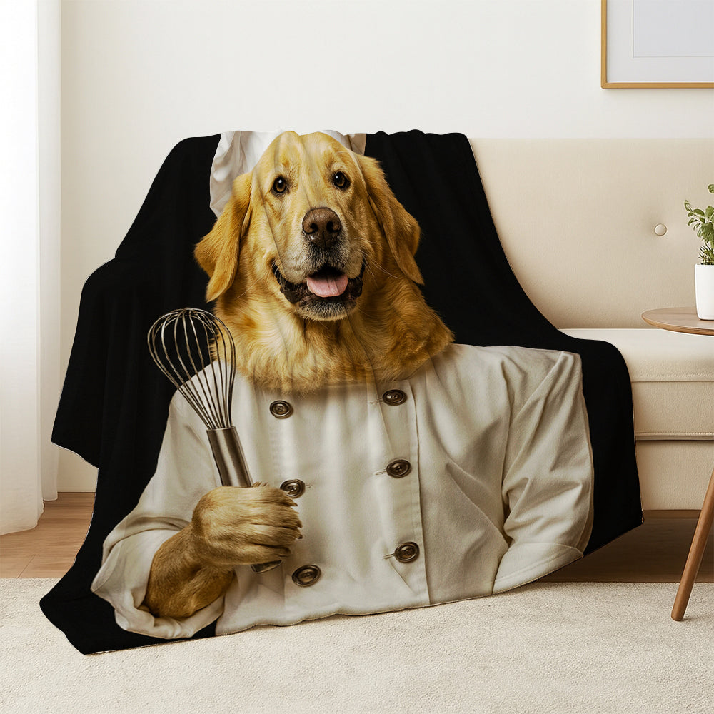 Custom Photo Dog Chef Blanket Gift For Dog Lover