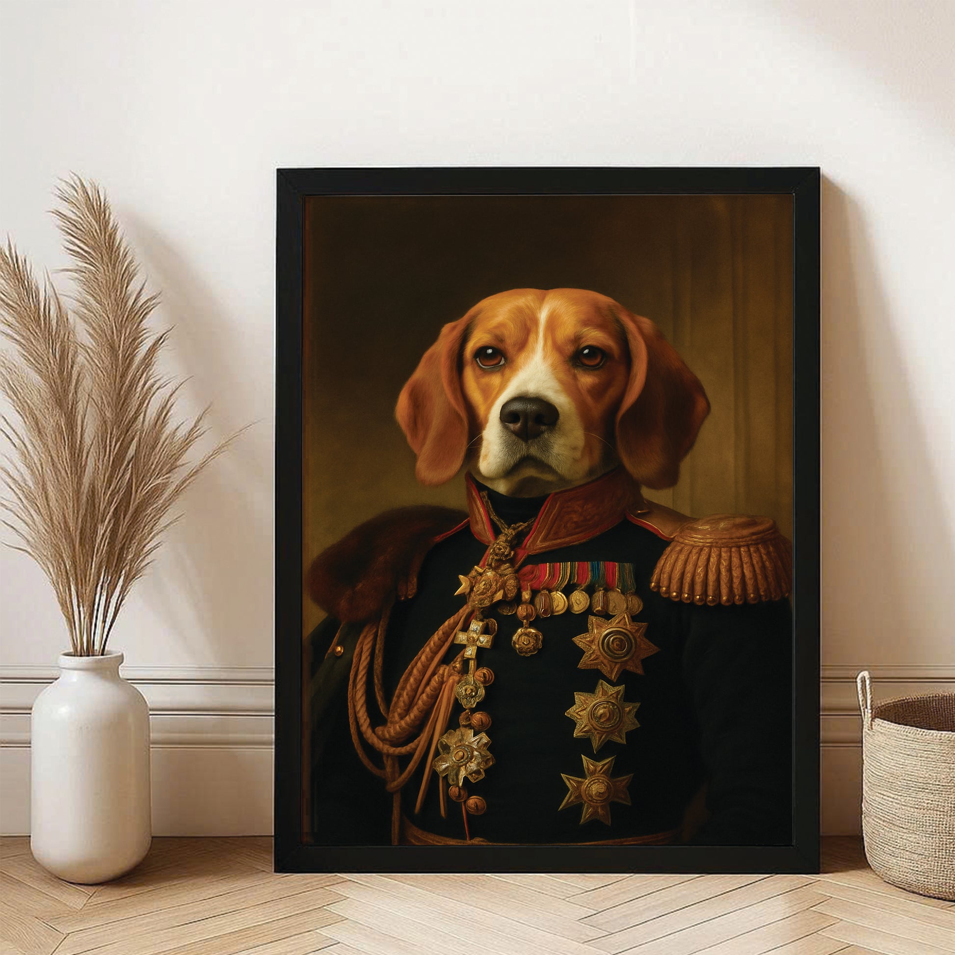 Custom Photo Dog Royal King Canvas Framed Wall Art Framed Wall Art _ Gift For Dog Lovers