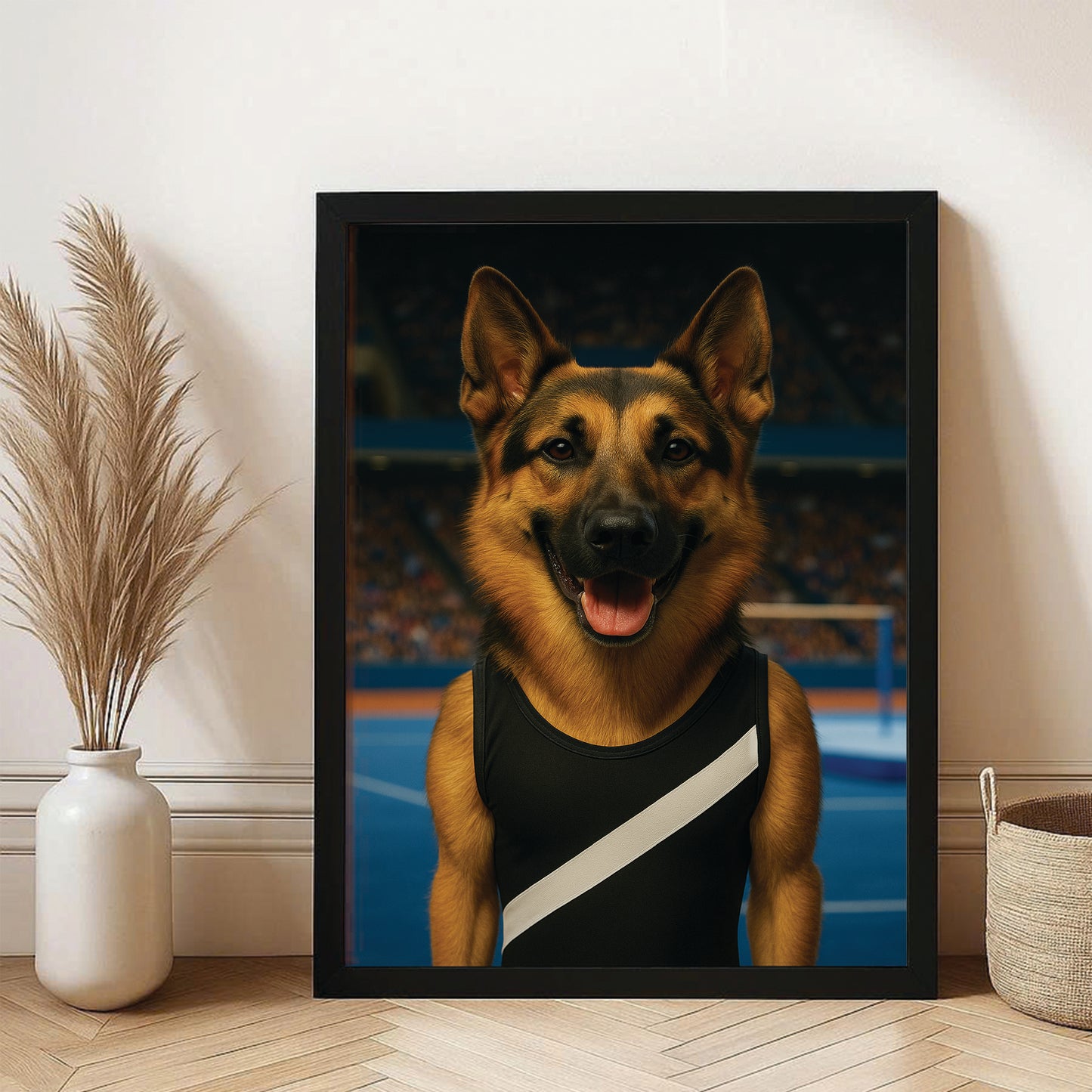 Custom Photo Gymnast Dog Canvas Framed Wall Art Gift For Dog Lovers