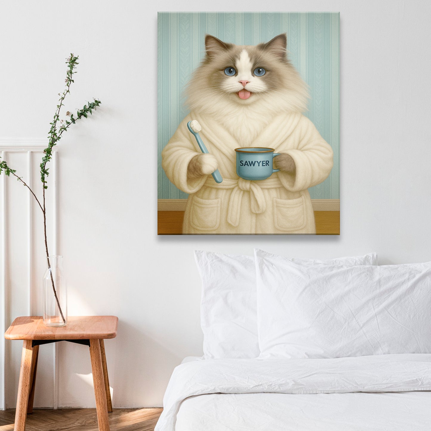 Custom Photo Cat Bathroom Canvas Cat Gifts Lovers