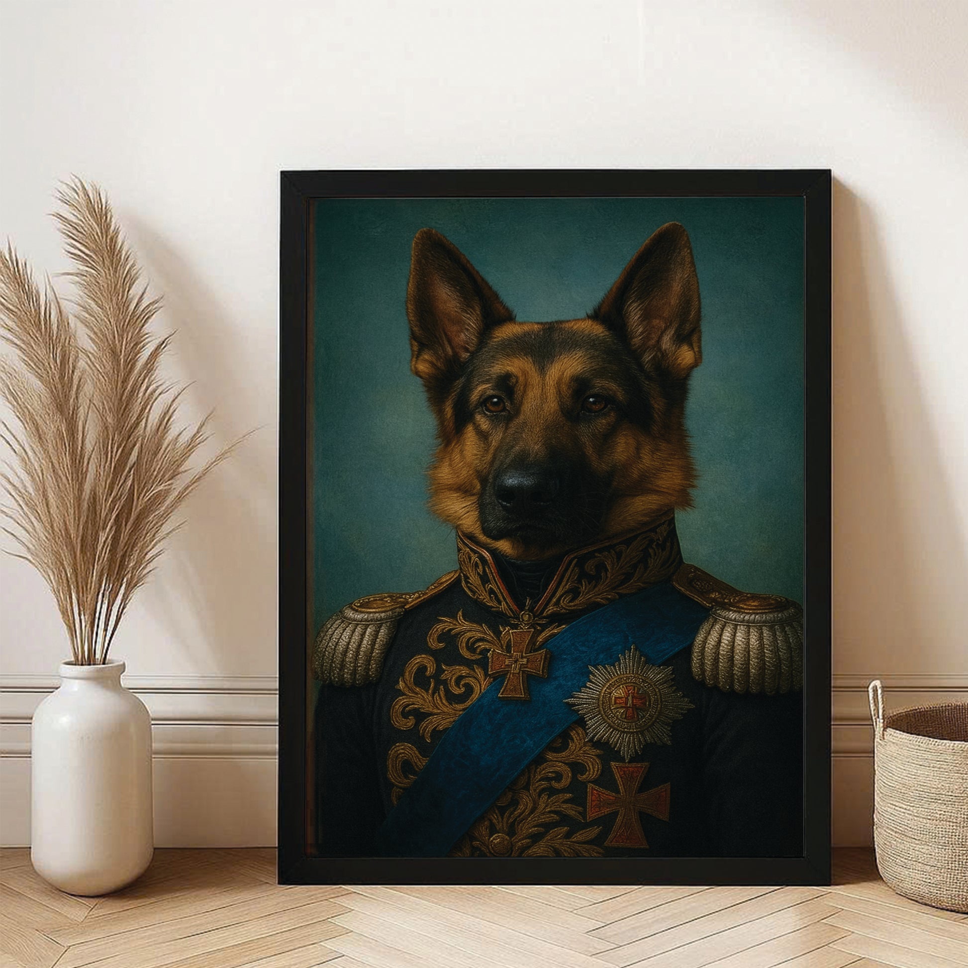 Custom Photo Royal Dog Canvas Framed Wall Art Gift For Dog Lovers