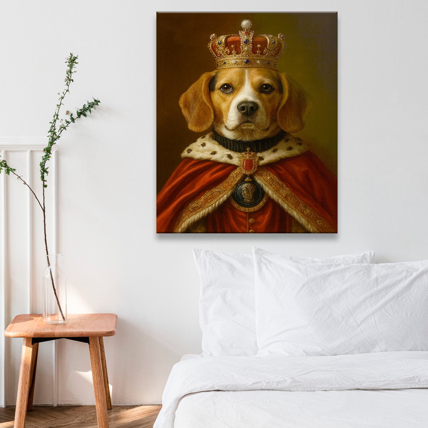 Custom Photo Royal Dog With Crown Canvas Gift For Dog Lovers