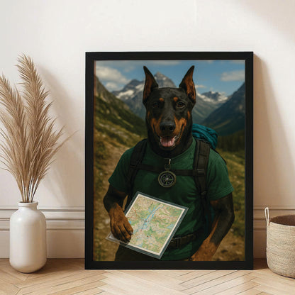 Custom Photo Explorer Hiking Dog Canvas Framed Wall Art Gift For Dog Lovers