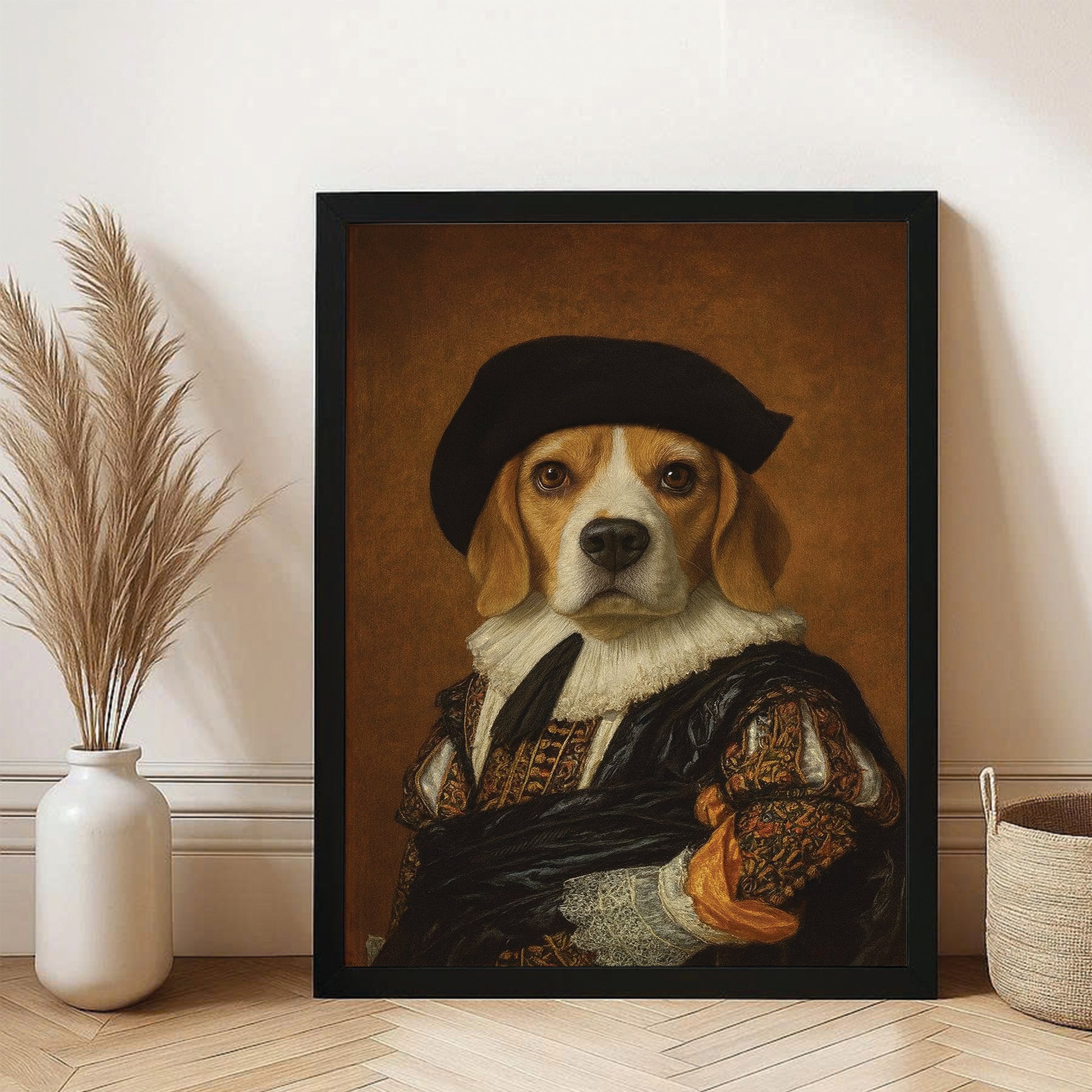 Custom Photo Royal Dog Canvas Framed Wall Art Dog Lover Gifts