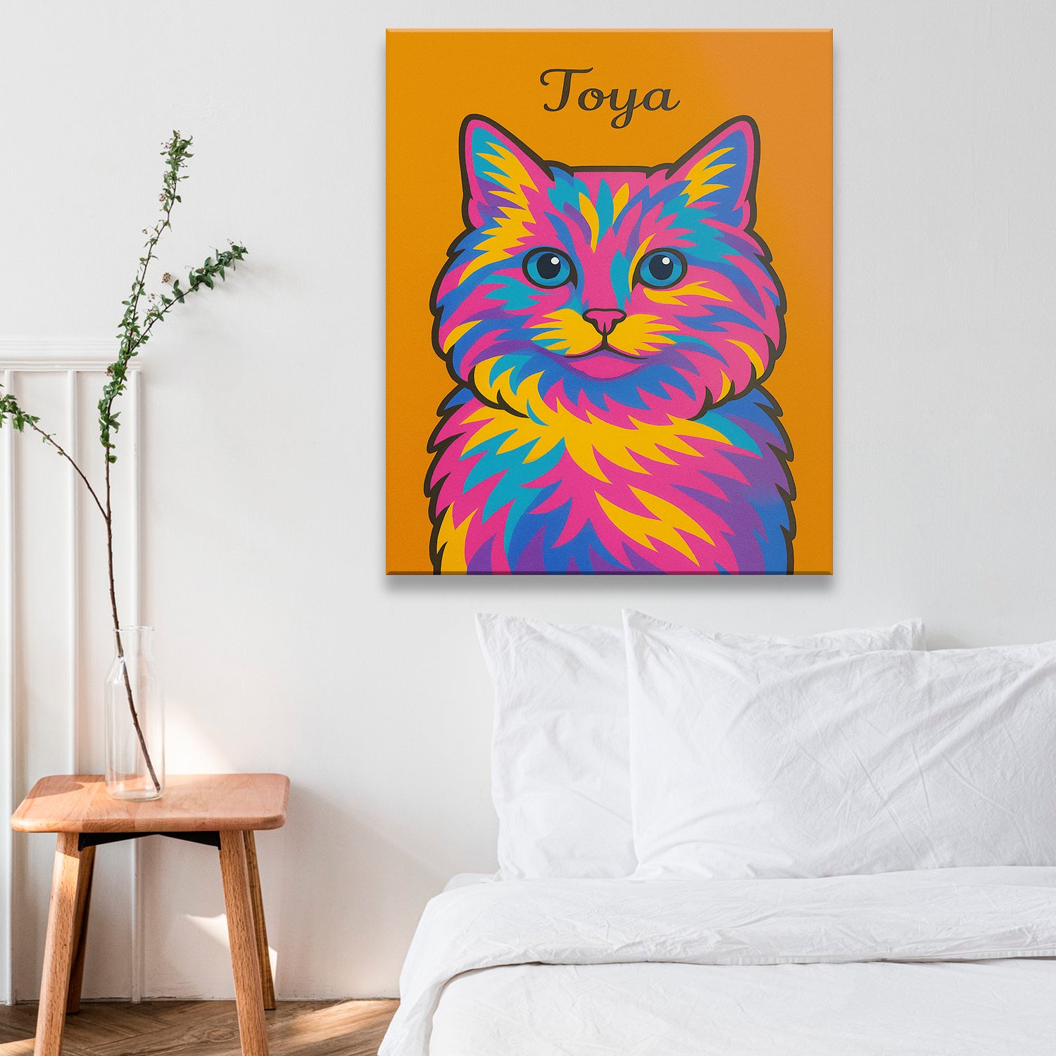 Custom Photo Minimalist Cat Canvas Gift For Cat Lovers
