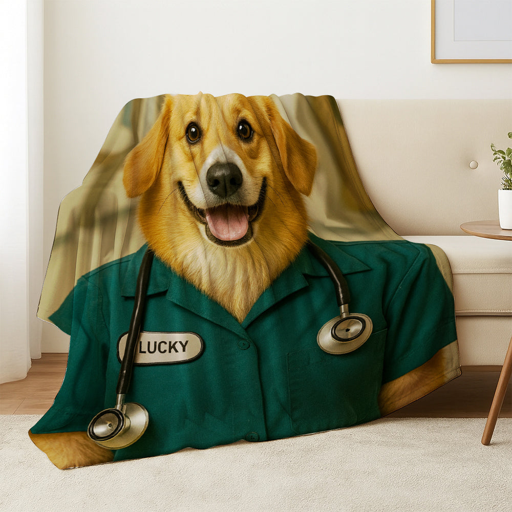 Custom Photo Registed Nurse Dog BlanketGift For Dog Lovers