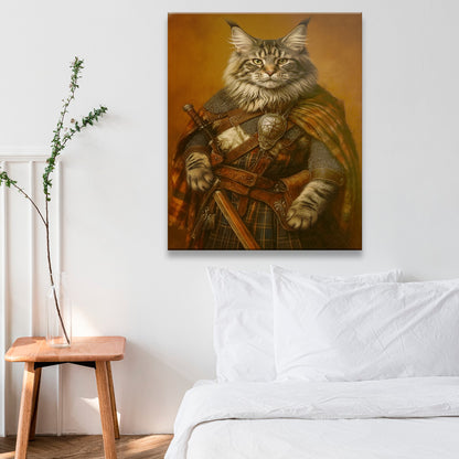 Custom Photo Royal Knight Cat Canvas Gift For Cat Lovers