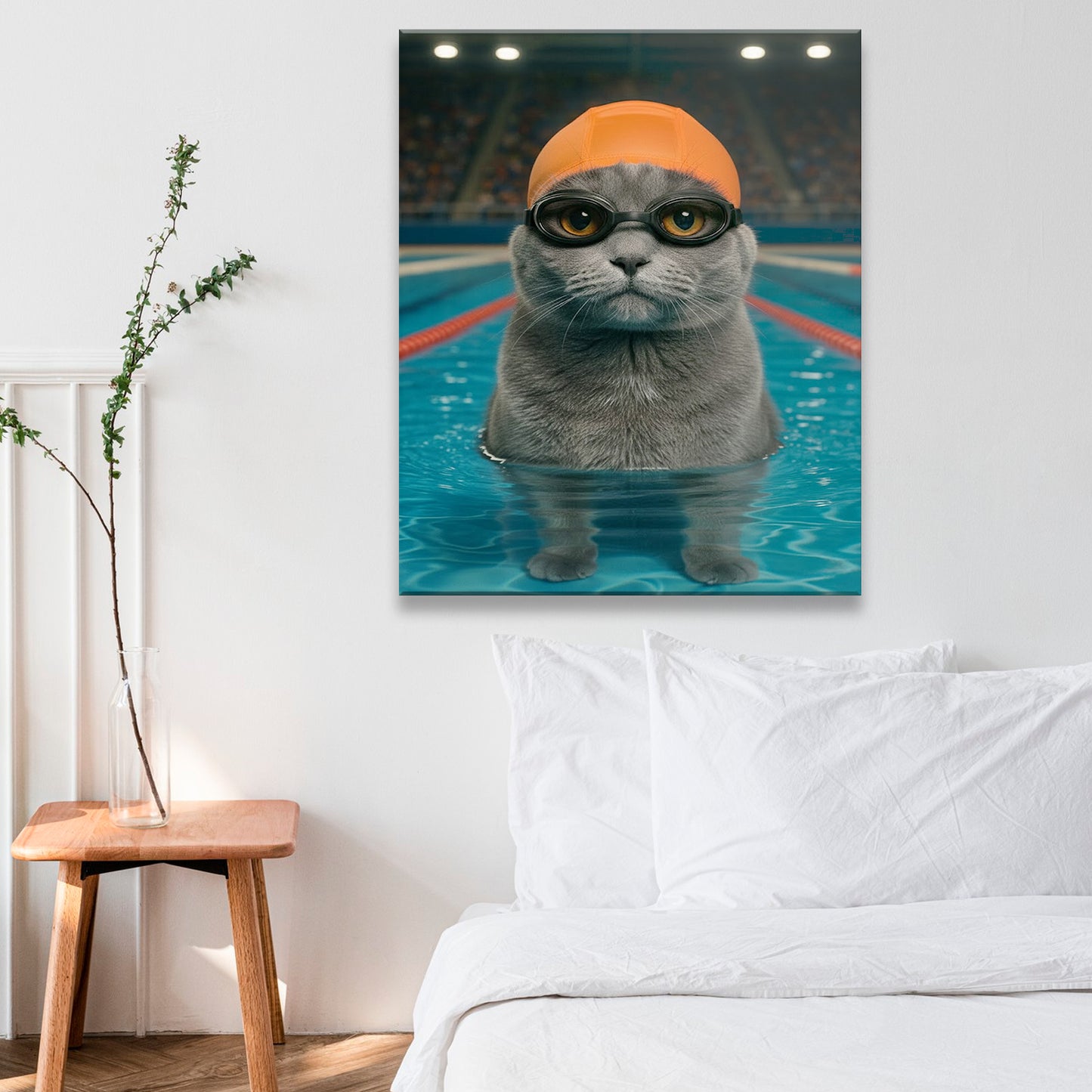 Custom Photo Swimmer  2 Cat Canvas Gift For Cat Lovers