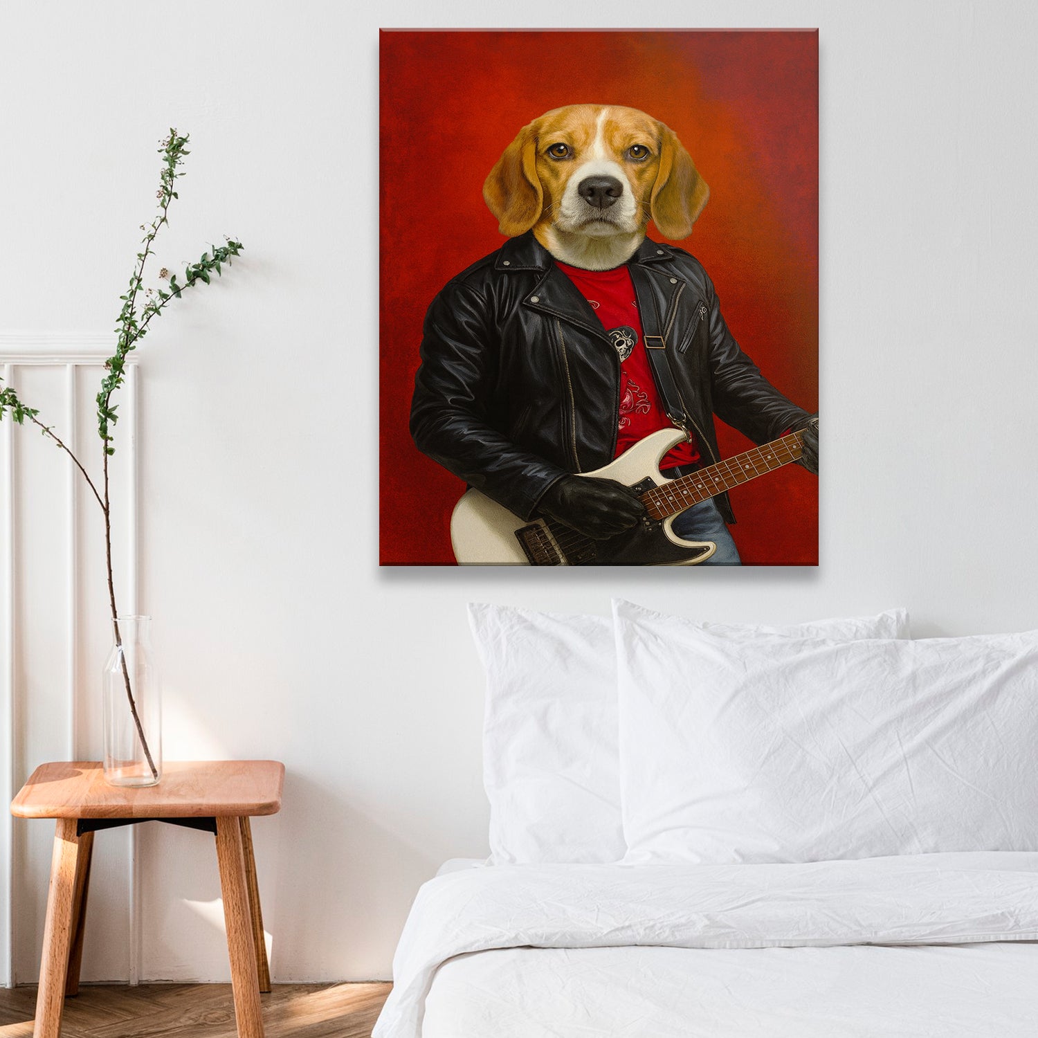Custom Photo Guitarist Dog Canvas Gift For Dog