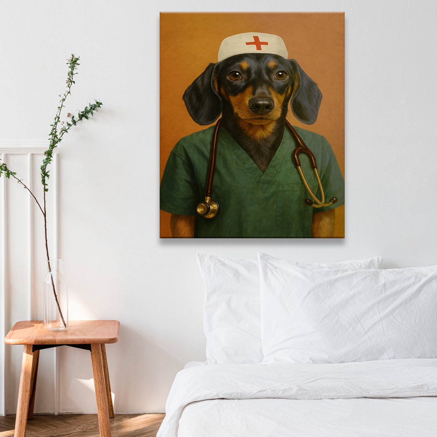 Custom Photo Nurse Dog Canvas Gift For Dog Lovers