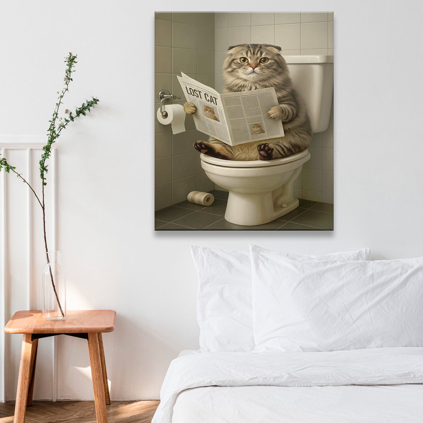 Custom Photo Bathroom Cat Canvas Gift For Cat Lovers