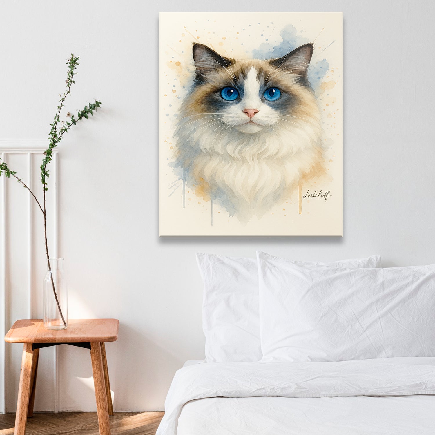 Custom Photo Cat Watercolor Artwork Canvas