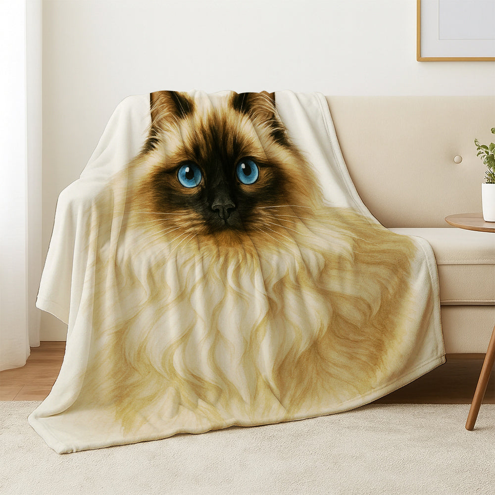 Custom Cat Portraint And With Name Blanket