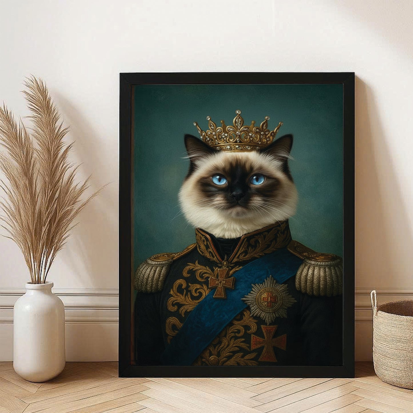 Custom Photo Royal Cat Canvas Framed Wall Art Gift For Cat Lovers