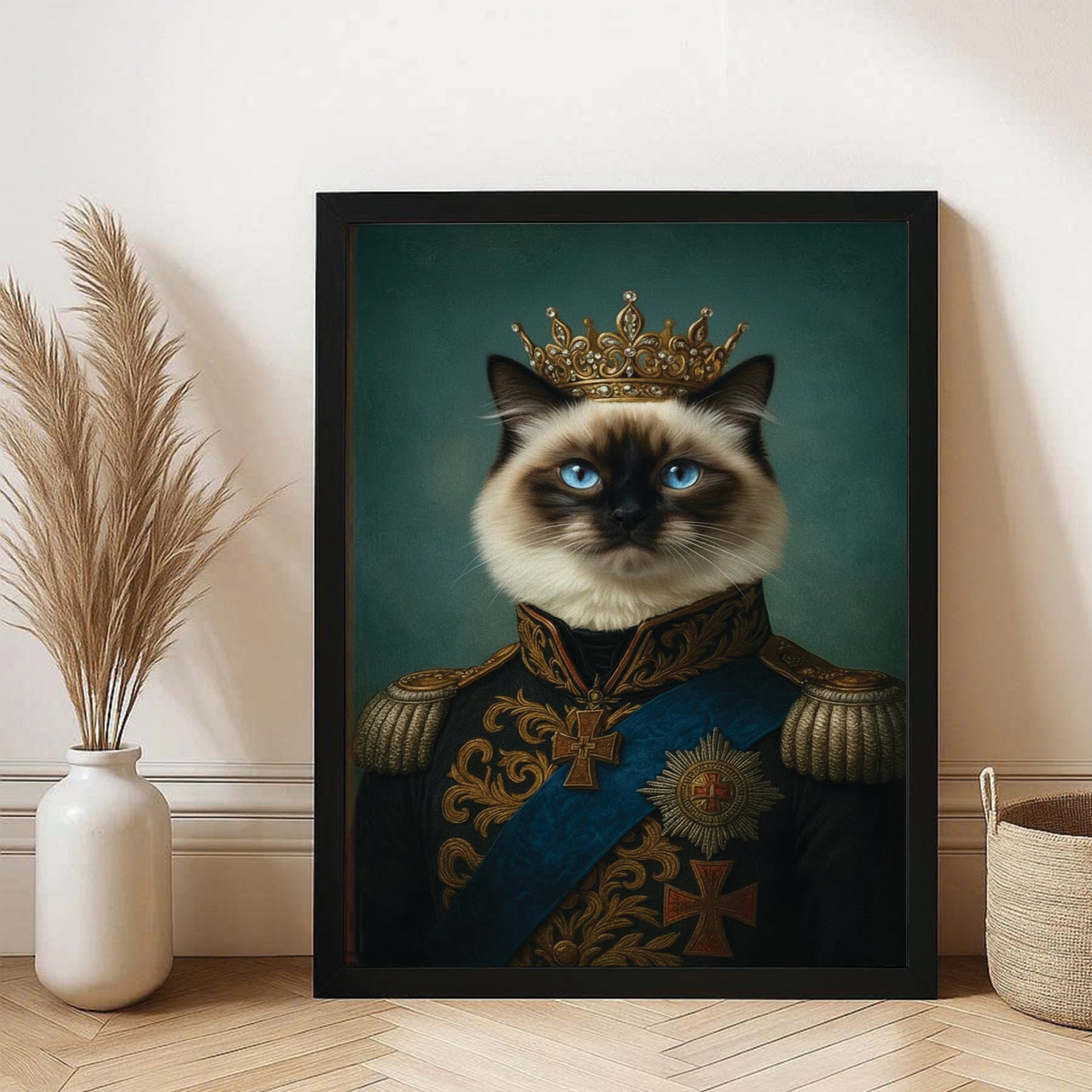 Custom Photo Royal Cat Canvas Framed Wall Art Gift For Cat Lovers