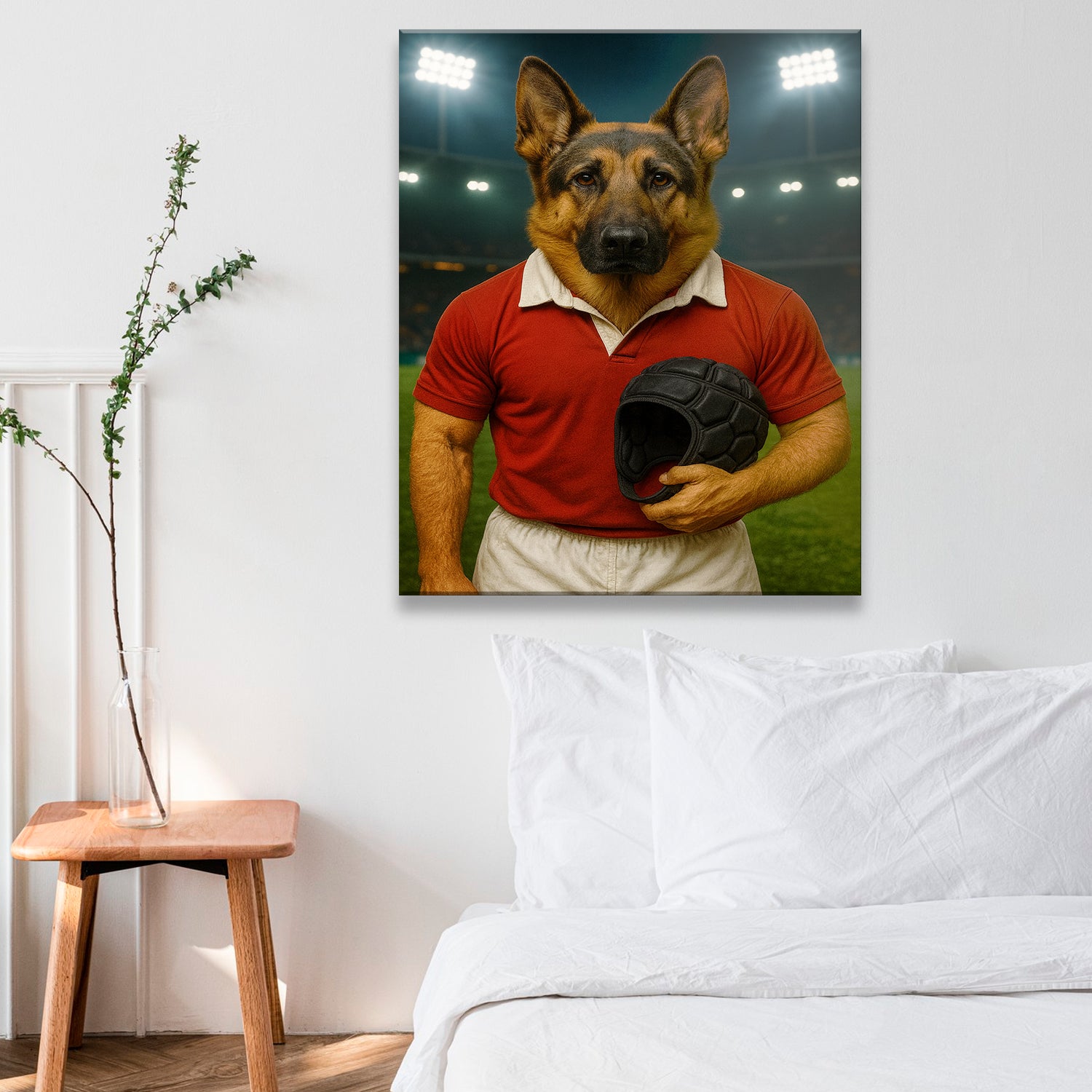 Custom Photo Rugby Player 2 Dog Canvas Gift For Dog Lovers