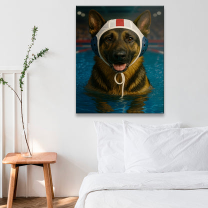 Custom Photo Swimmer Dog Canvas Gift For Dog Lovers