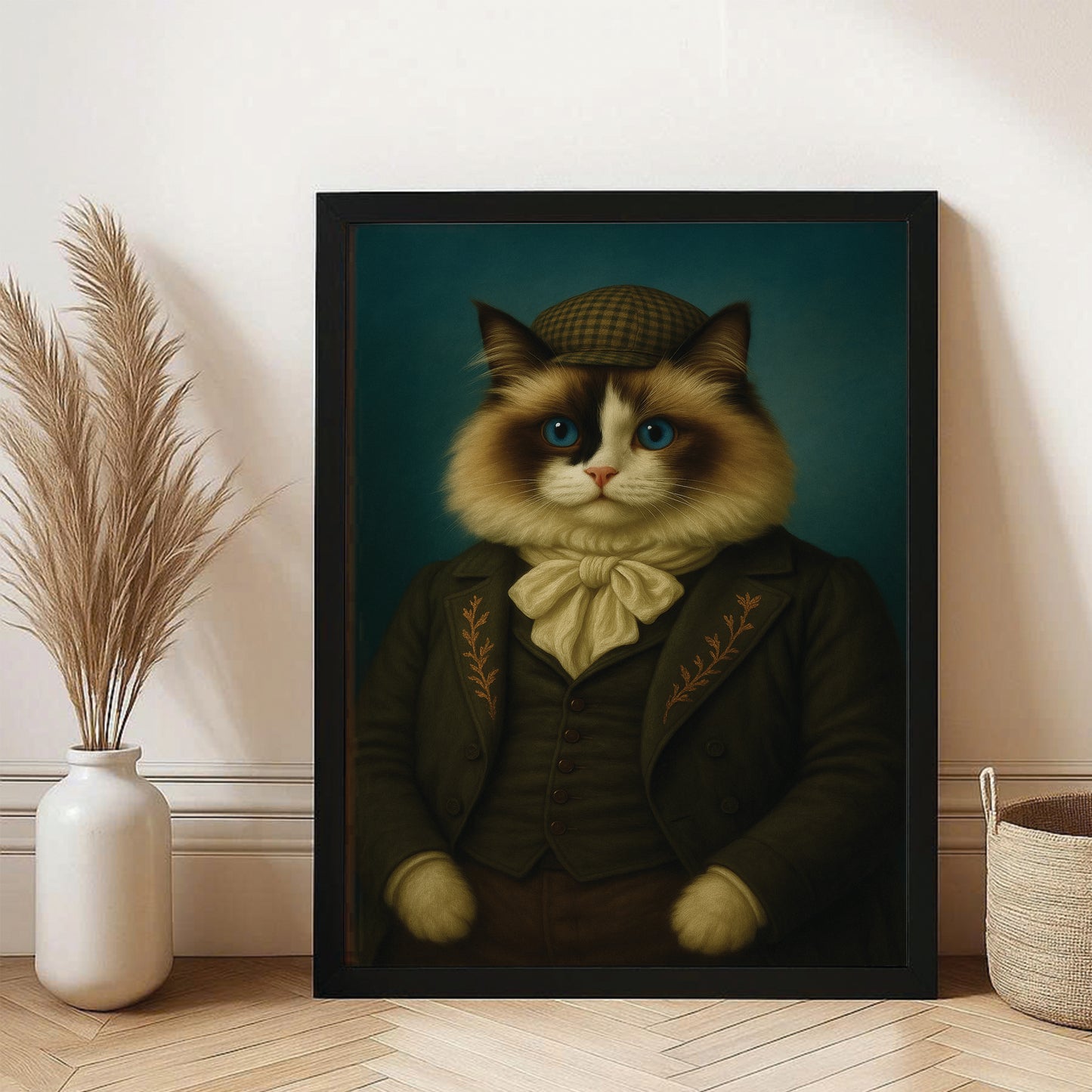 Custom Photo Detective Cat Canvas Framed Wall Art Gift For Cat Lovers