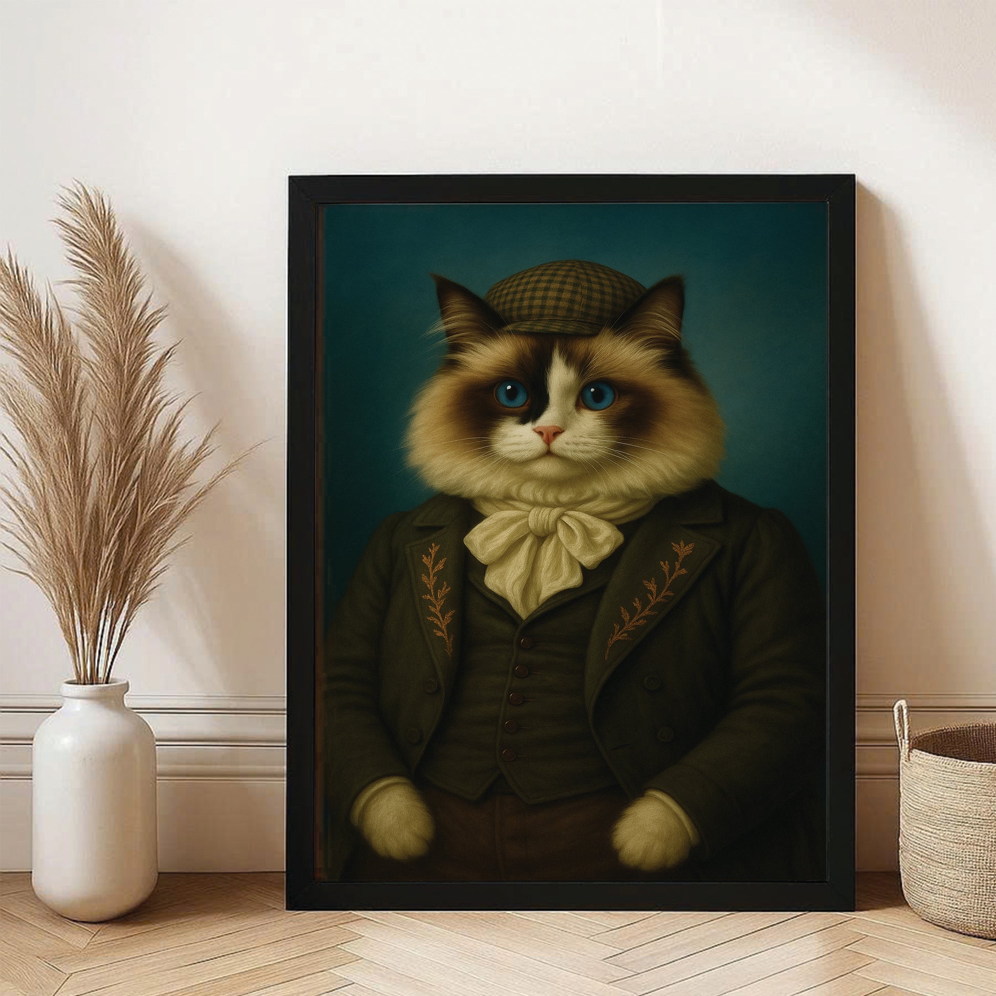 Custom Photo Detective Cat Canvas Framed Wall Art Gift For Cat Lovers