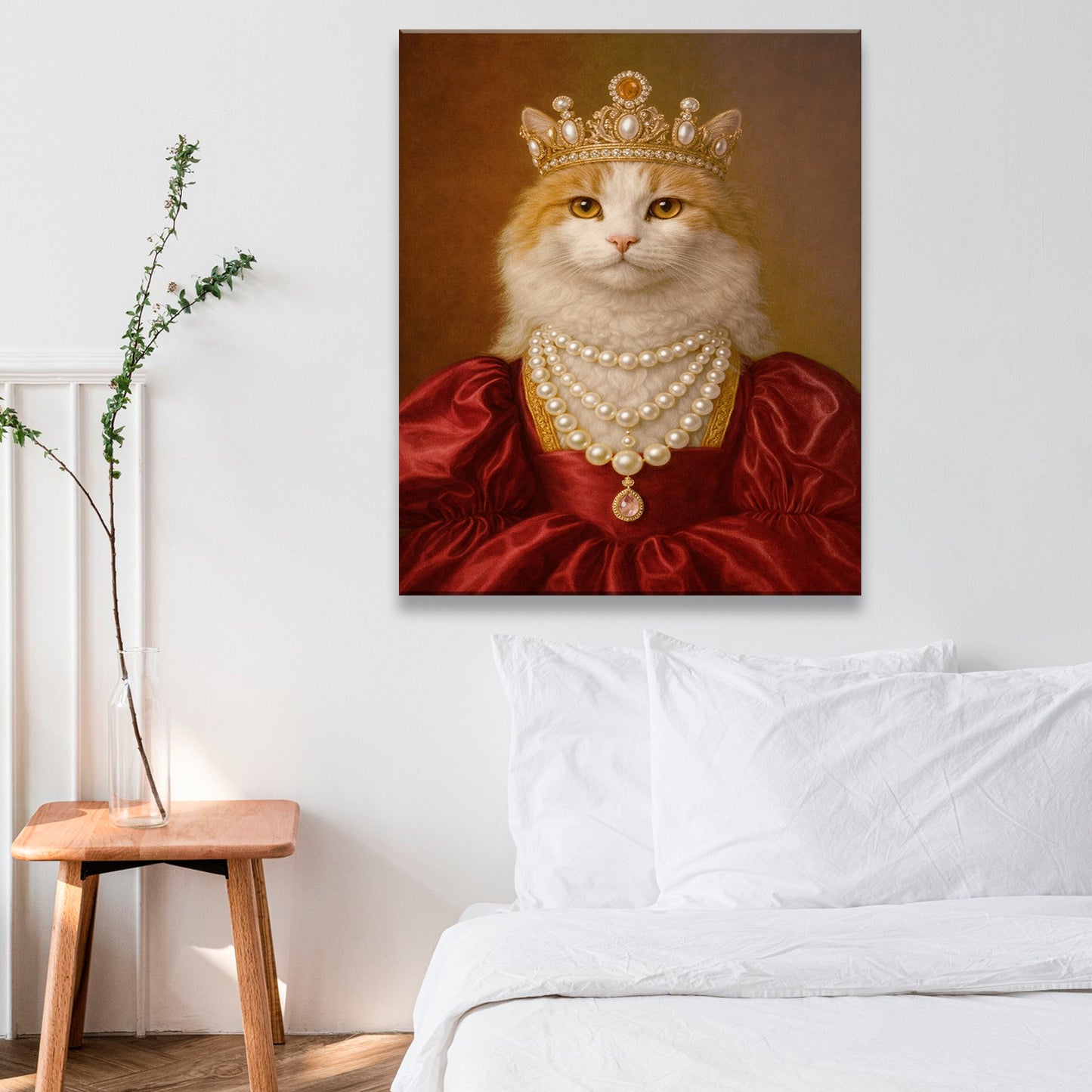 Custom Photo Queen Cat With Crown Canvas Gift For Cat Lovers