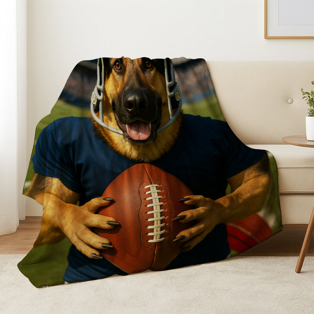 Custom Photo Footaball Dog BlanketGift For Dog Lovers
