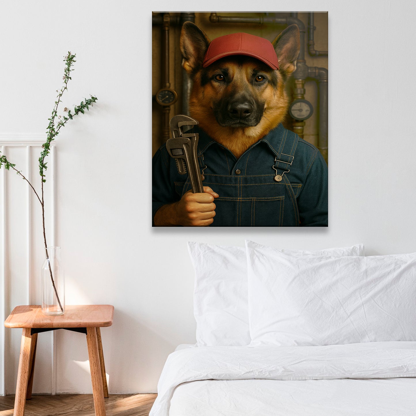 Custom Photo Plumber Dog Canvas Gift For Dog Lovers