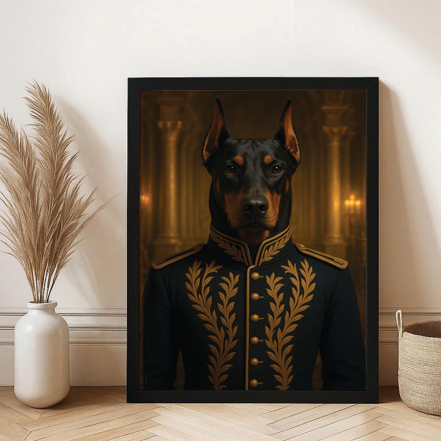 Custom Photo Dog Royal Style 10 Canvas Framed Wall Art Gift For Dog Lovers