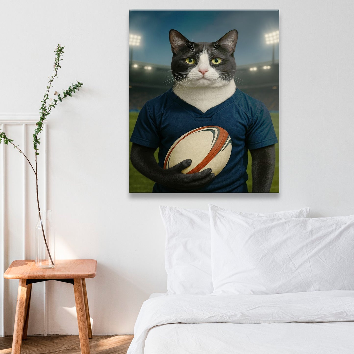 Custom Cat Rugby Sport Cat Canvas Gift For Cat Lovers