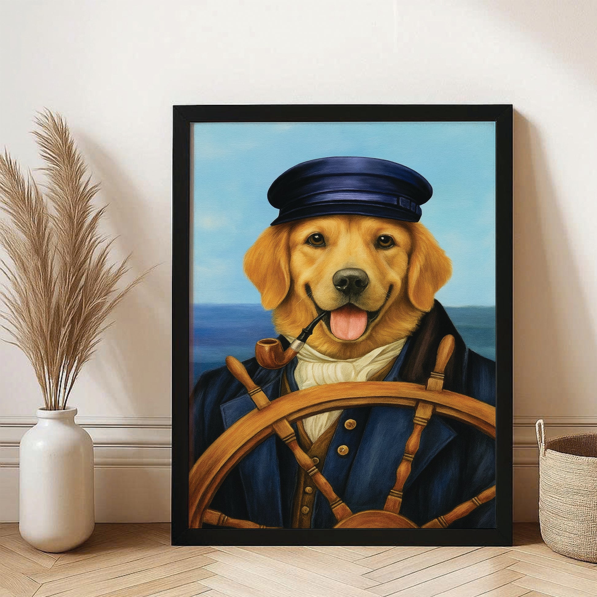 Custom Photo Sailor Dog Canvas Framed Wall Art Gift For Dog Lovers