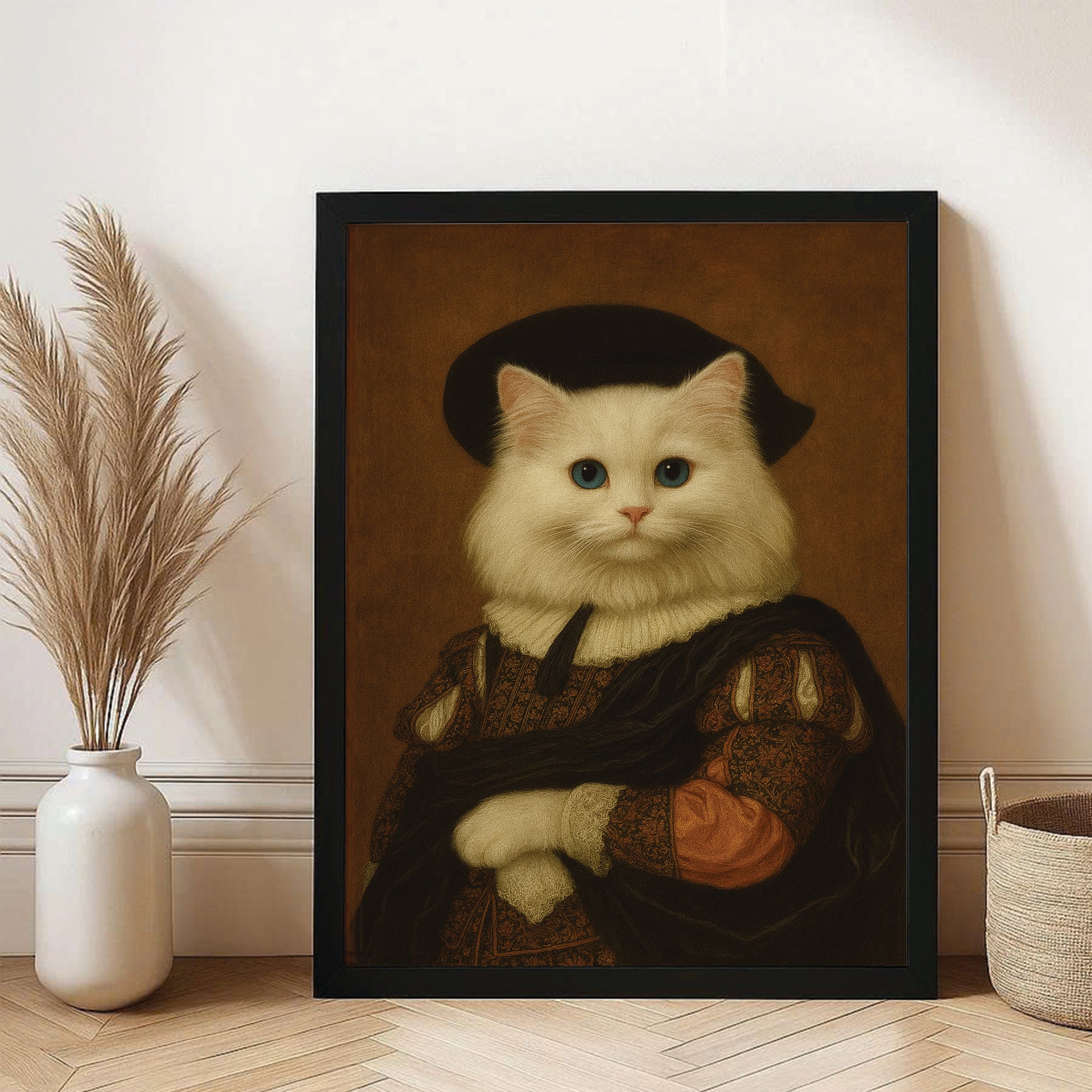 Custom Photo Royal Cat Canvas Framed Wall Art Cat Lover Gifts