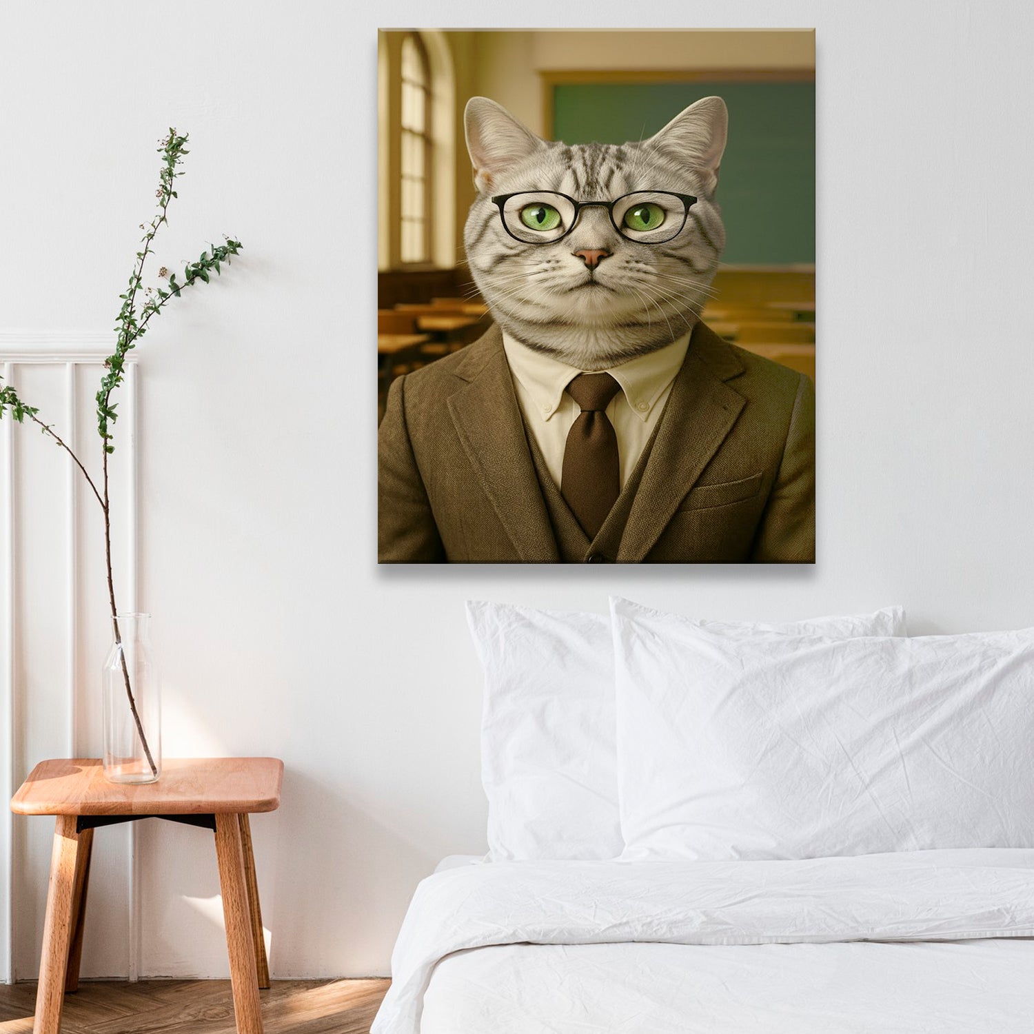Custom Photo Teacher Cat Canvas Gift For Cat Lovers