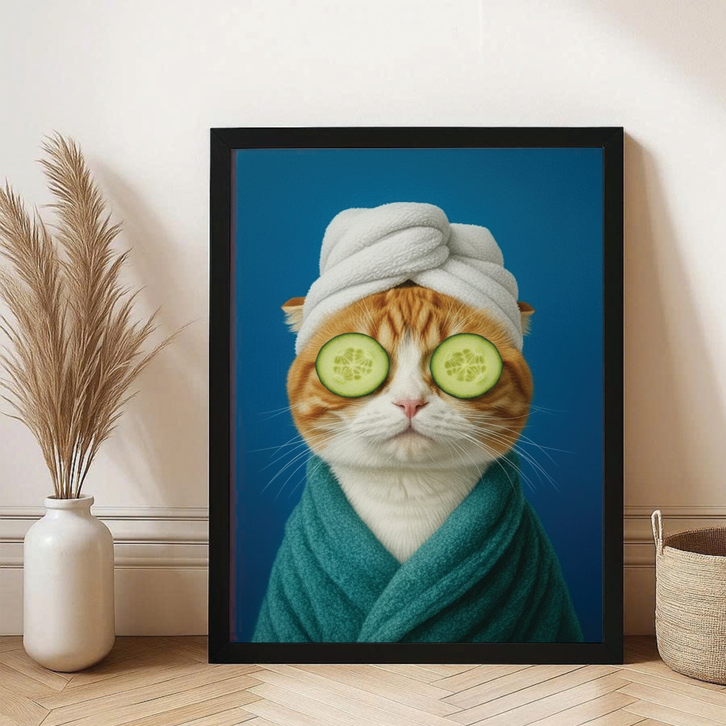 Custom Photo Cat Bathroom Style 21 Canvas Framed Wall Art Gift For Cat Lovers