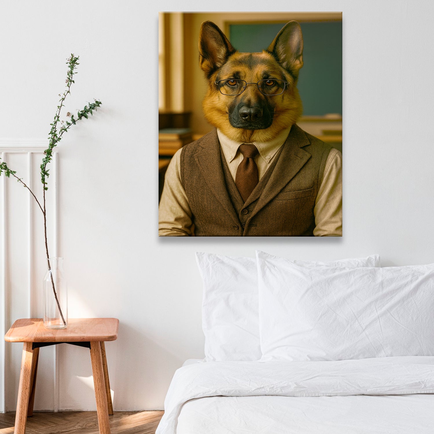 Custom Photo Professor Teacher Dog Canvas Gift For Dog Lovers