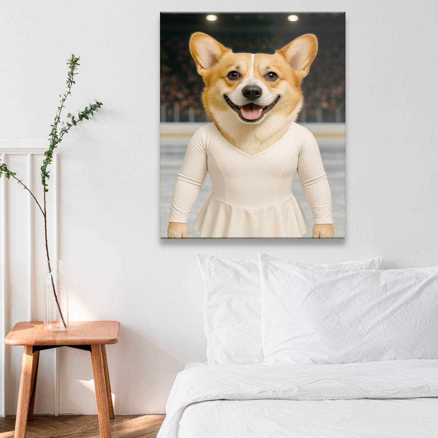 Custom Photo Ice Skater Dog Canvas Gift For Dog Lovers