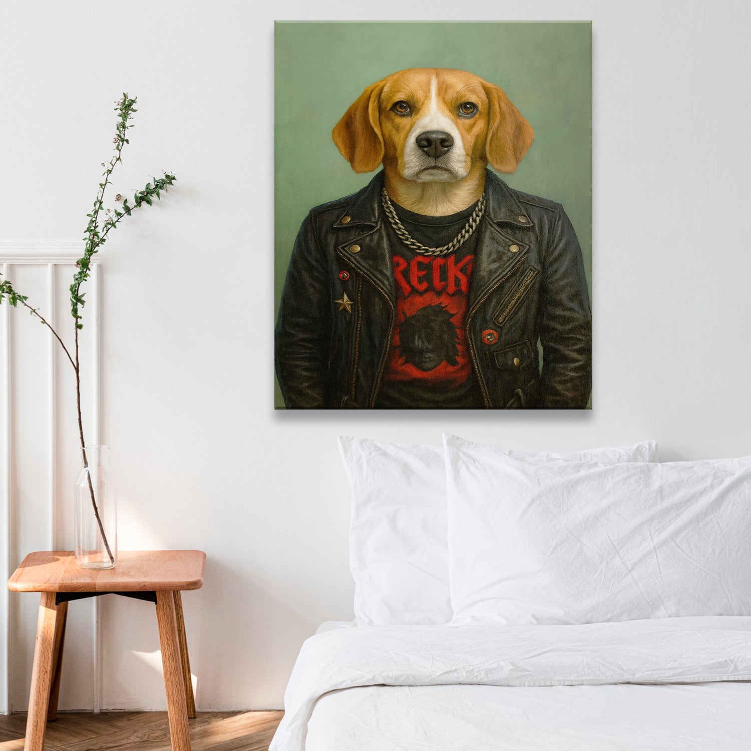 Custom Photo Rock n Roll Dog Canvas _ Gift For Dog Lovers