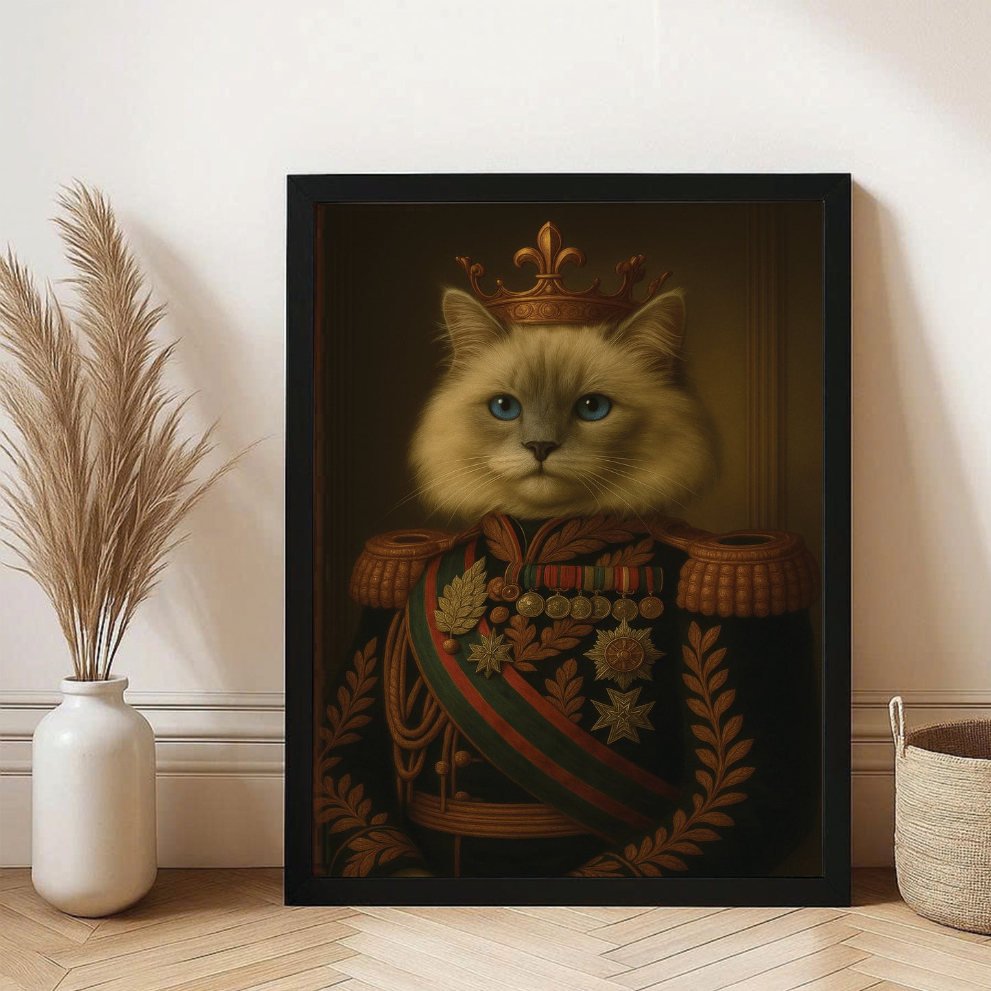 Custom Photo Cat King Crown Royal Canvas Framed Wall Art _ Gift For Cat Lovers