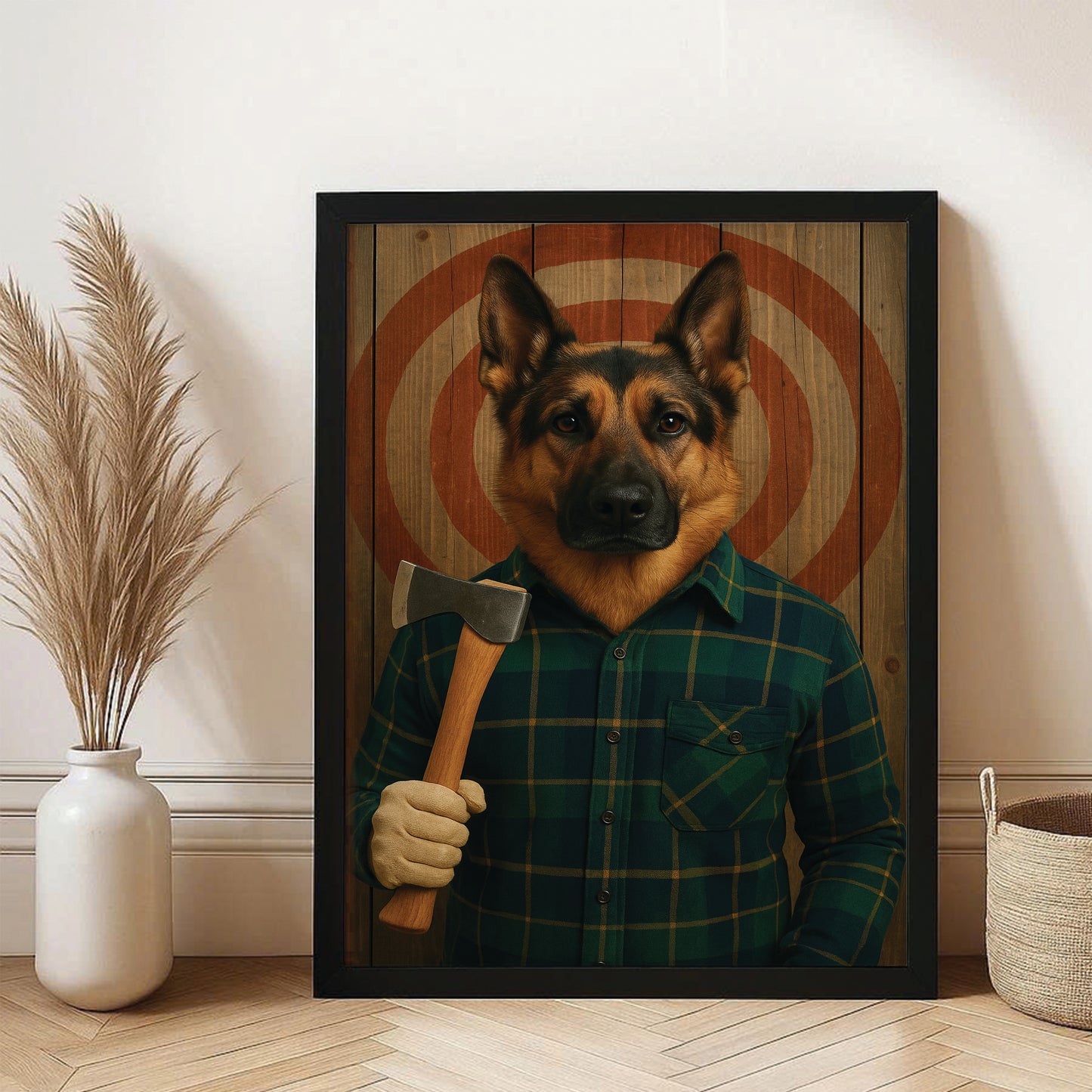 Custom Photo Axe Throw Dog Canvas Framed Wall Art Gift For Dog Lovers
