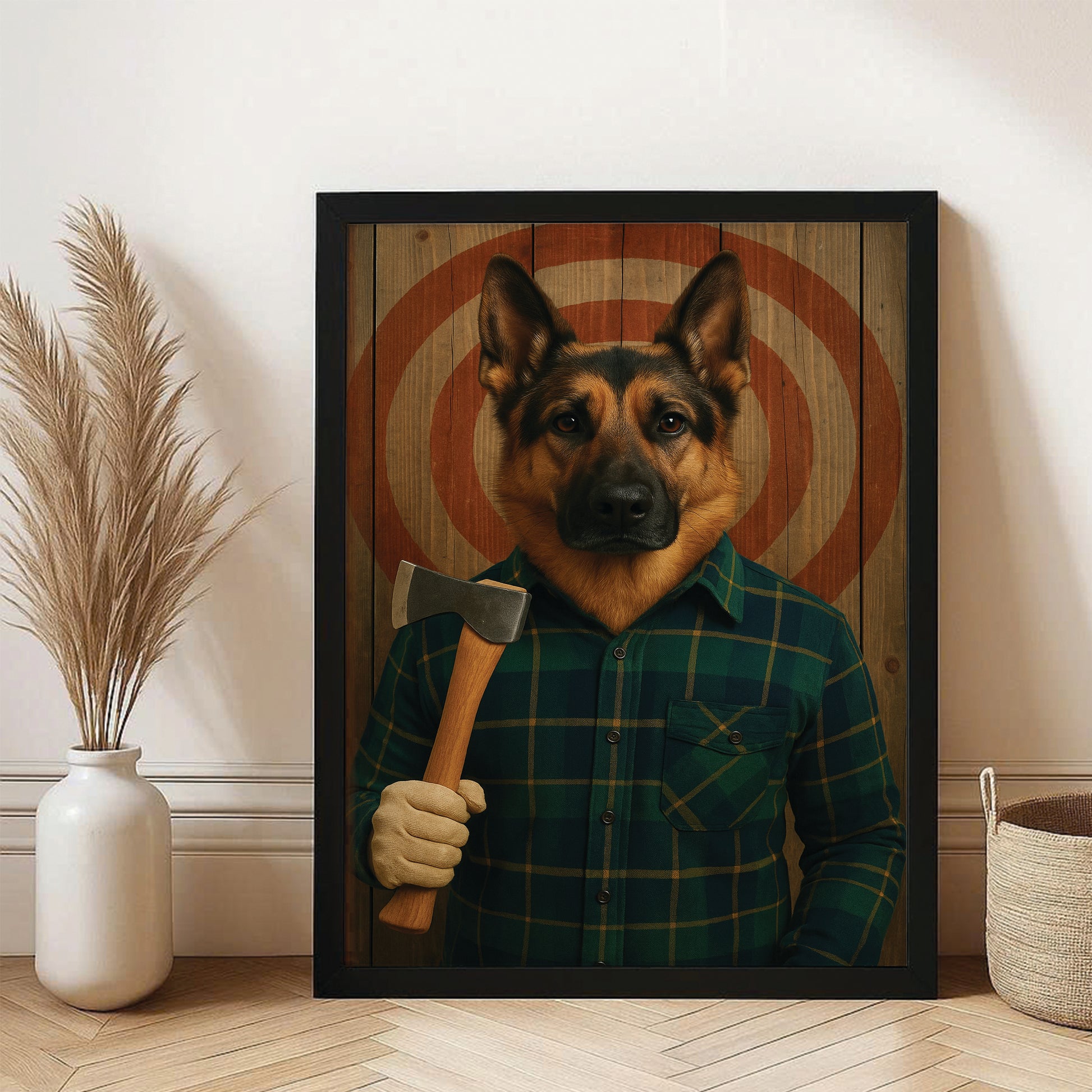 Custom Photo Axe Throw Dog Canvas Framed Wall Art Gift For Dog Lovers