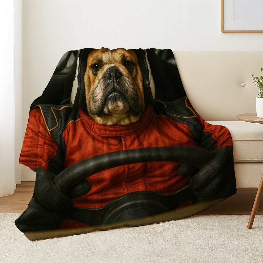 Custom Photo Racing Driver Dog BlanketGift For Dog Lovers